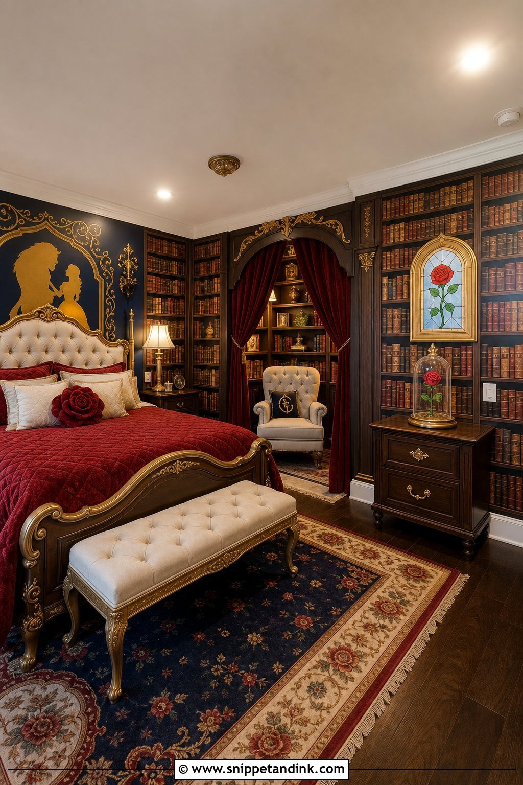 Beauty and the Beast Library - Snippet and Ink - 25 Disney Bedroom Ideas for Magical Spaces