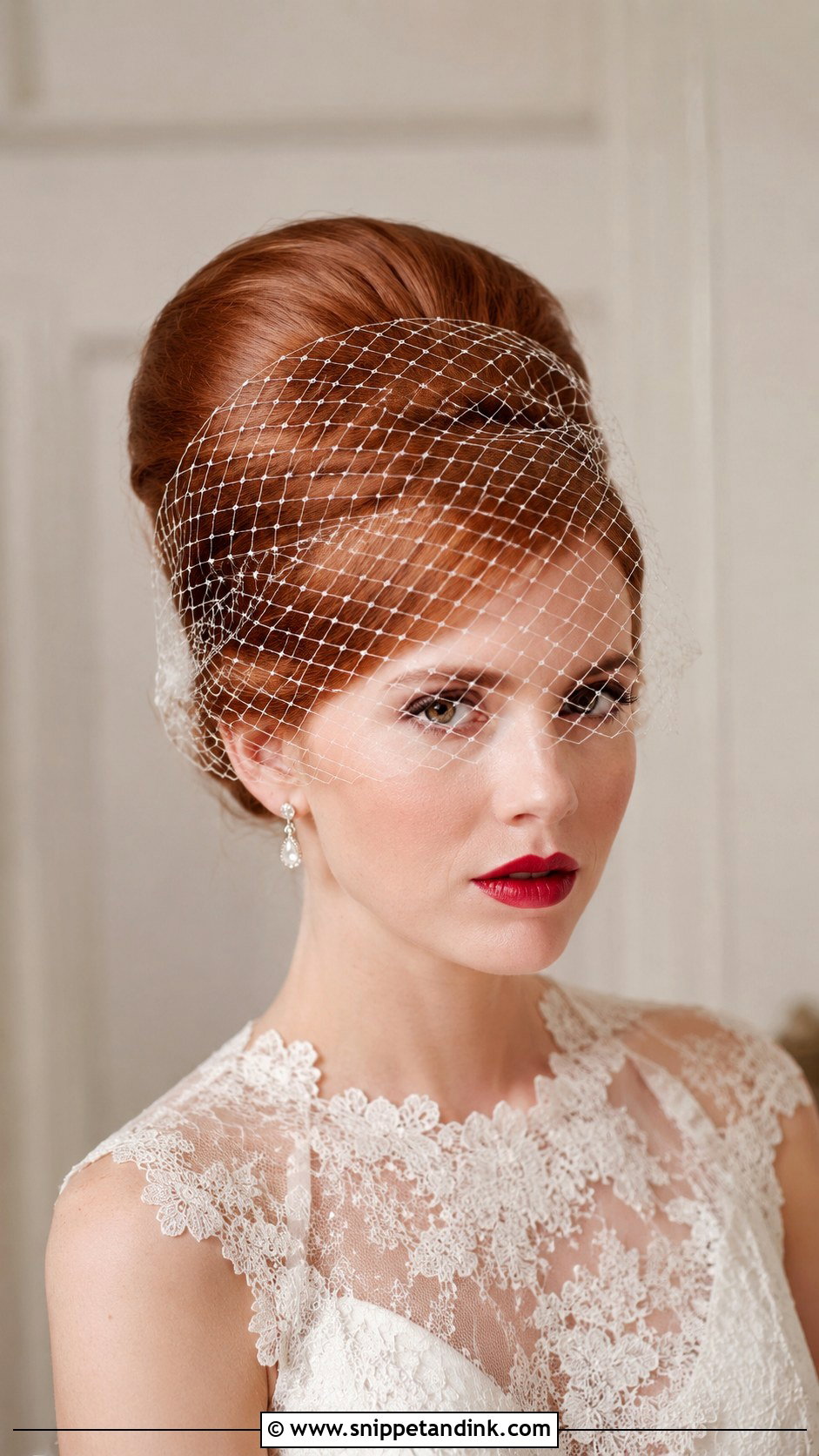 Beehive With Birdcage Veil - Snippet and Ink - 25 60s Wedding Hair Ideas
