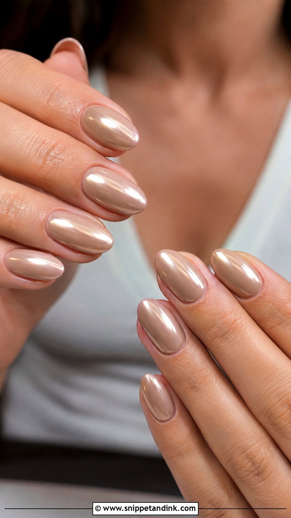 Beige Chrome Wedding Guest Nails - Snippet and Ink - 20 Classy Elegant Nails for Wedding Guest