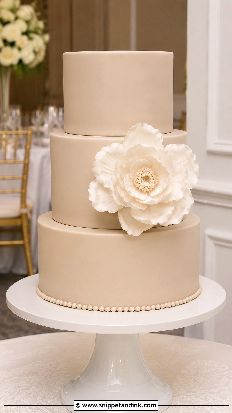 Beige Fondant Wedding Cake - Snippet and Ink - 20 Simple Beige Wedding Cake Ideas