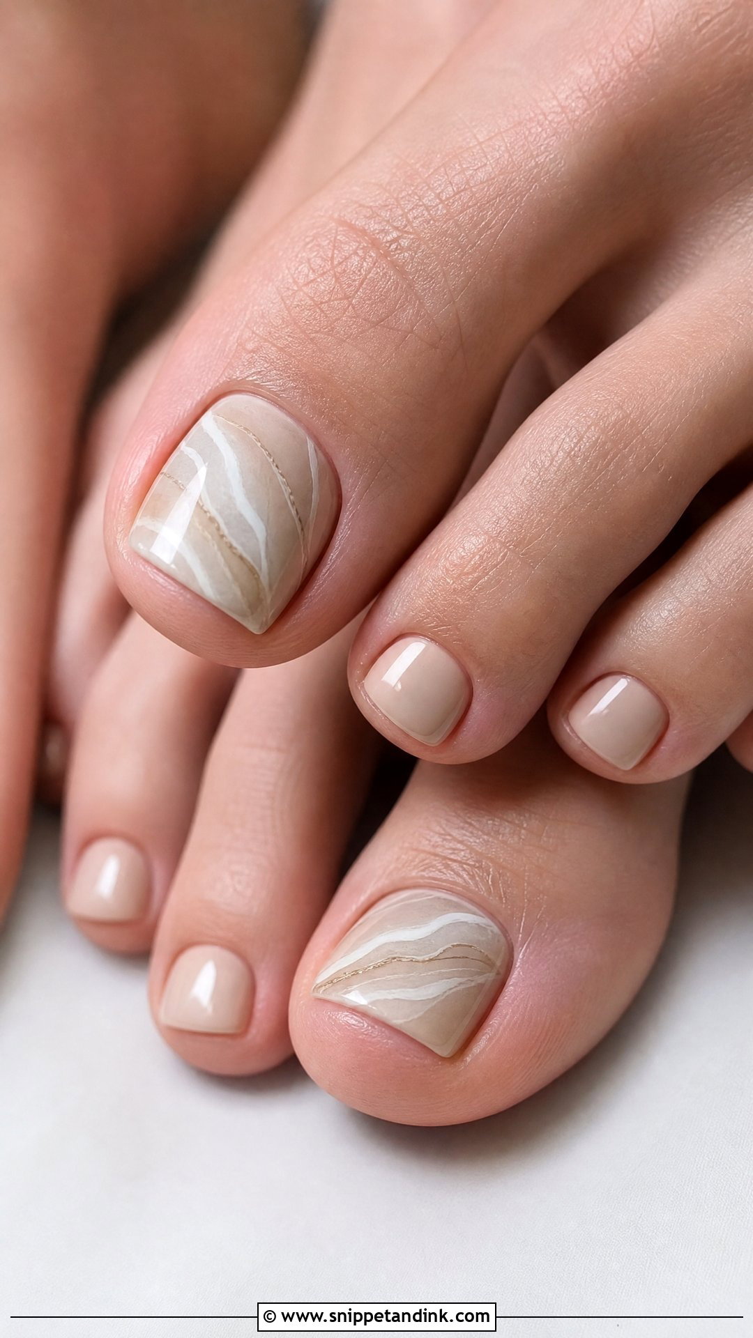 Beige Marble Wedding Toe Nails - Snippet and Ink - 25 Wedding Toe Nails for Bride