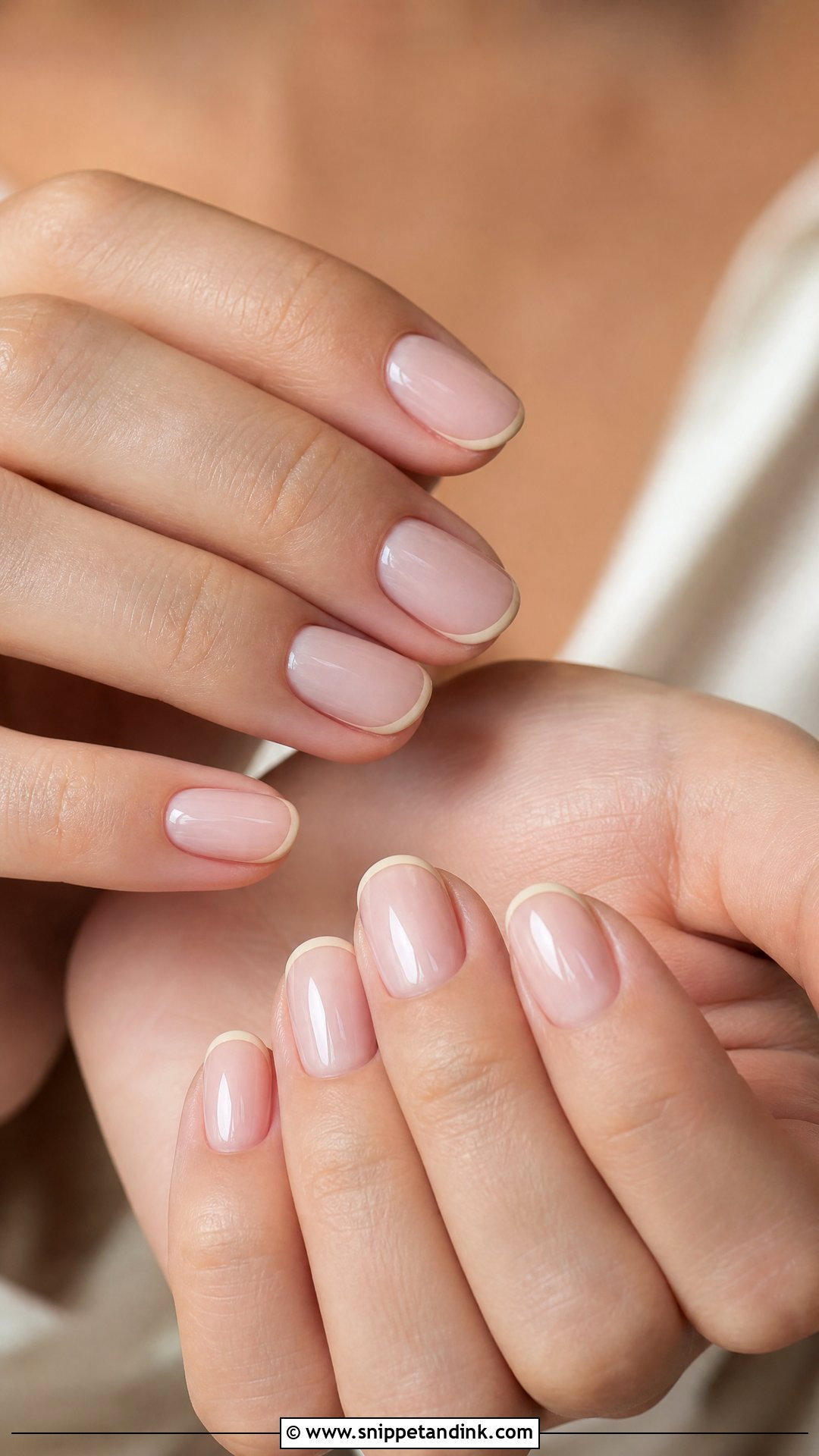 Beige Micro French Fall Bridal Nails - Snippet and Ink - 25 Fall Bridal Nails