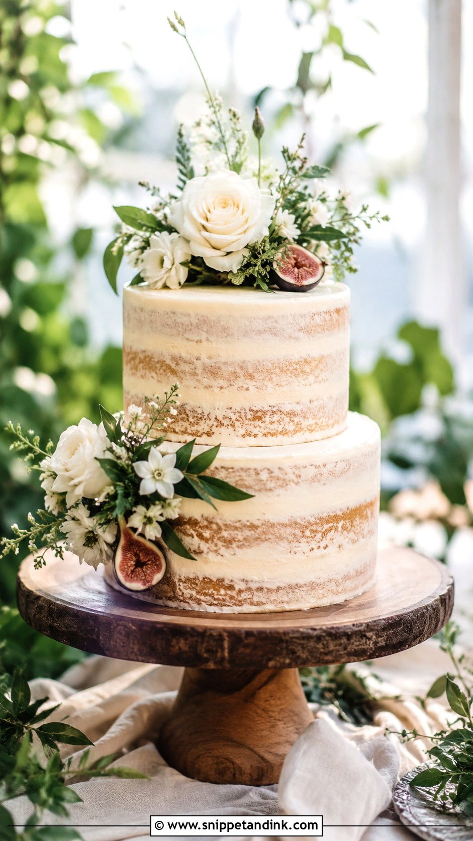 Beige Semi Naked Wedding Cake - Snippet and Ink - 20 Simple Beige Wedding Cake Ideas