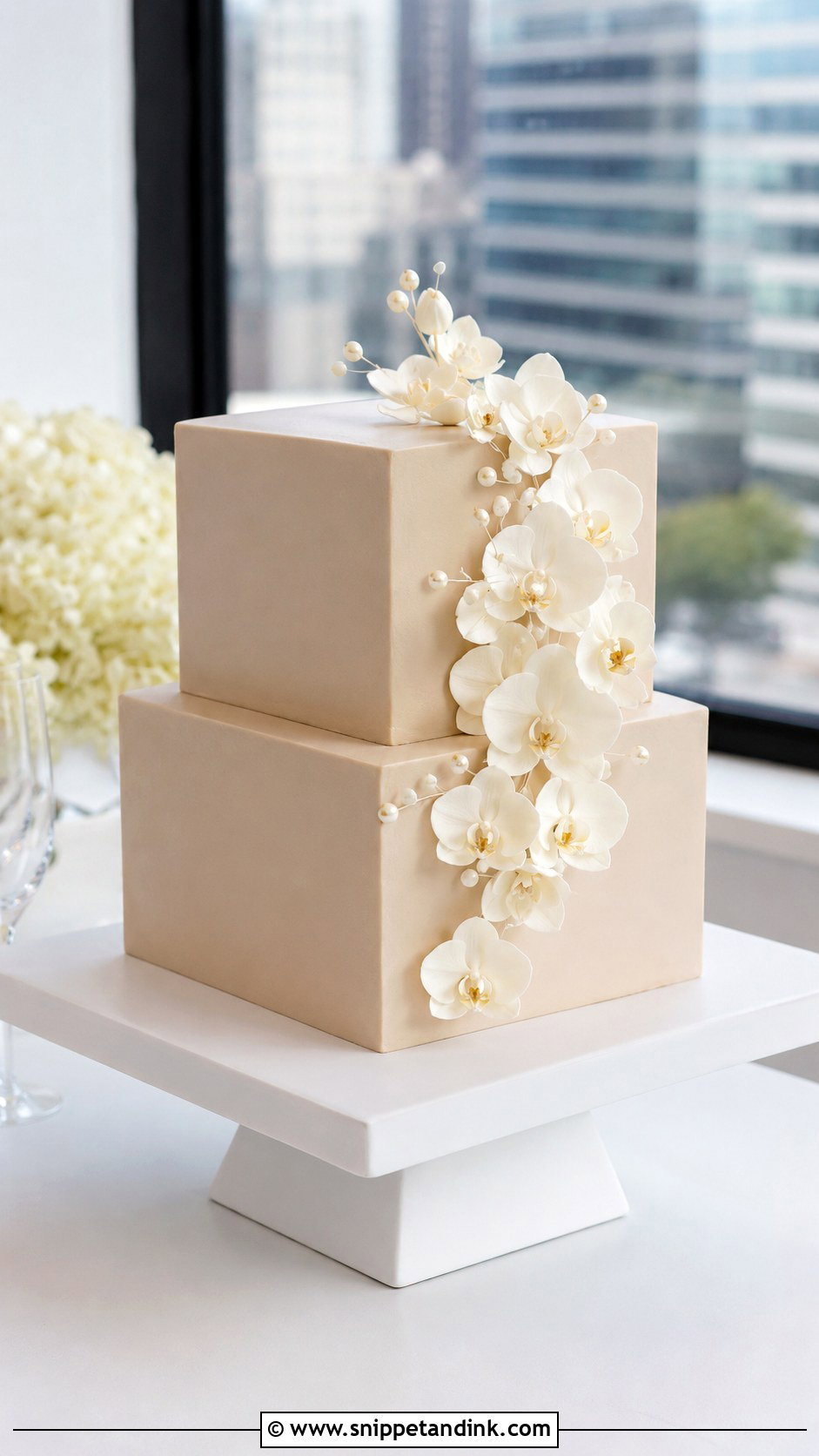 Beige Square Wedding Cake - Snippet and Ink - 20 Simple Beige Wedding Cake Ideas