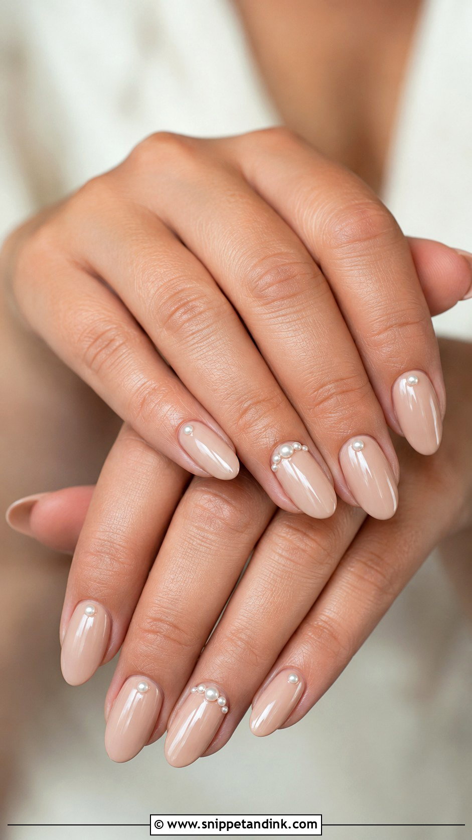 Beige Wedding Nails With Pearl Detail - Snippet and Ink - 20 Wedding Nails for Mother of the Bride