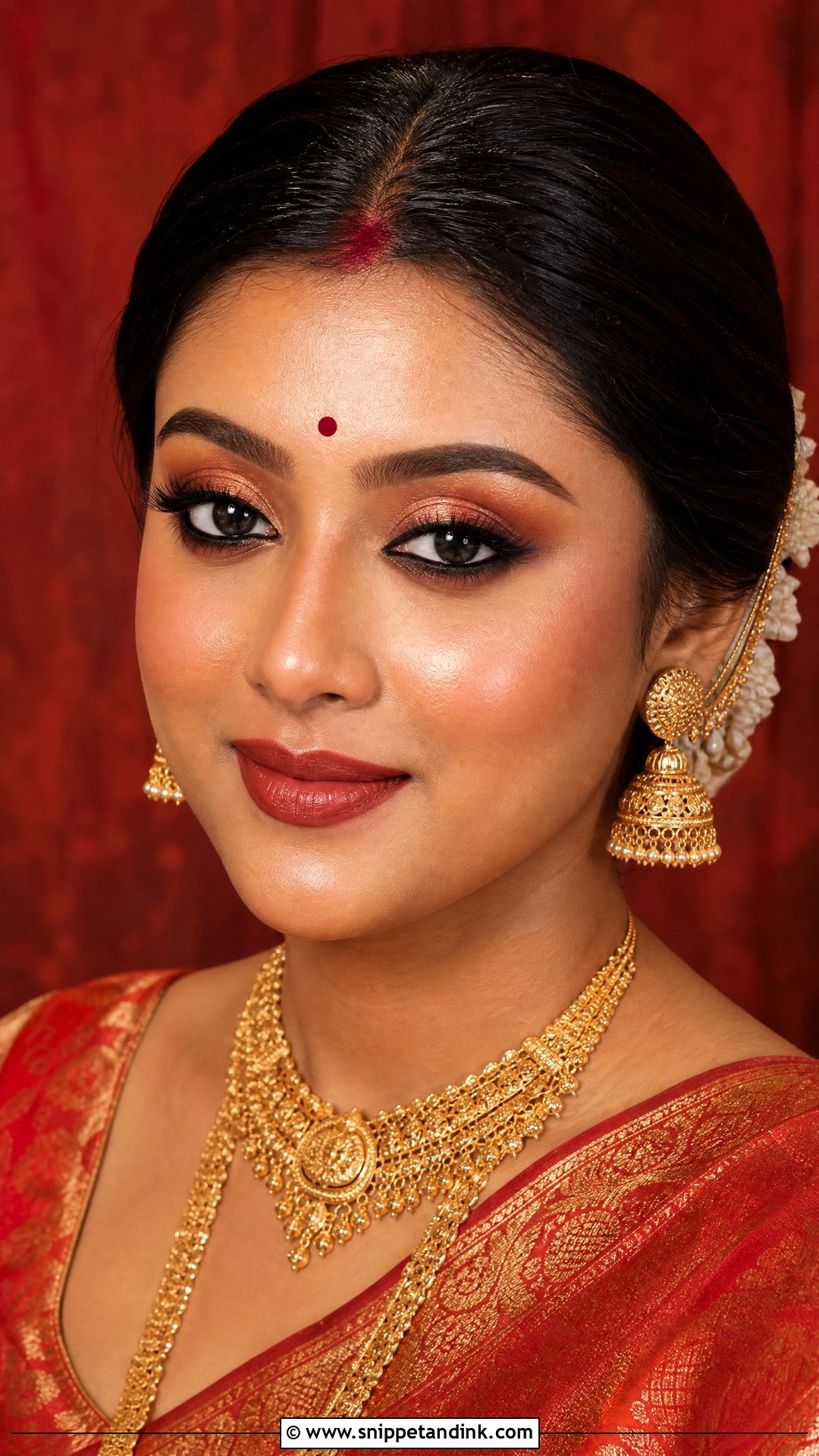 Bengali Bridal Bronze Eye Makeup - Snippet and Ink - 20 Bengali Bride Eye Makeup Ideas