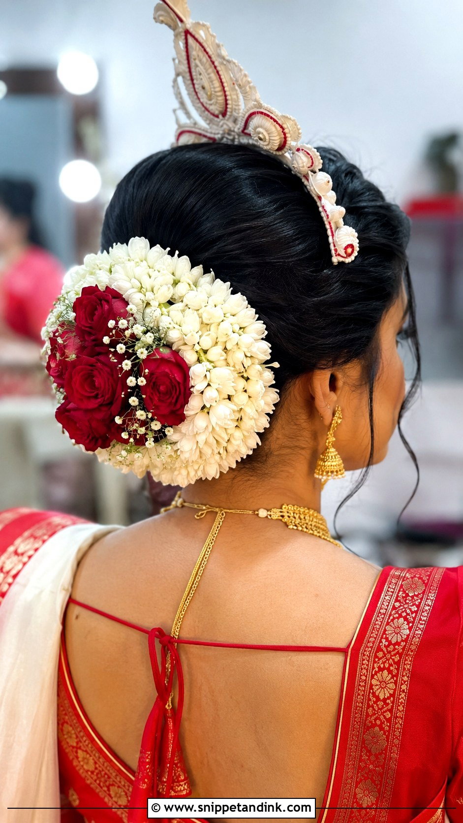 Bengali Bridal Bun - Snippet and Ink - 30 Indian Wedding Hairstyles