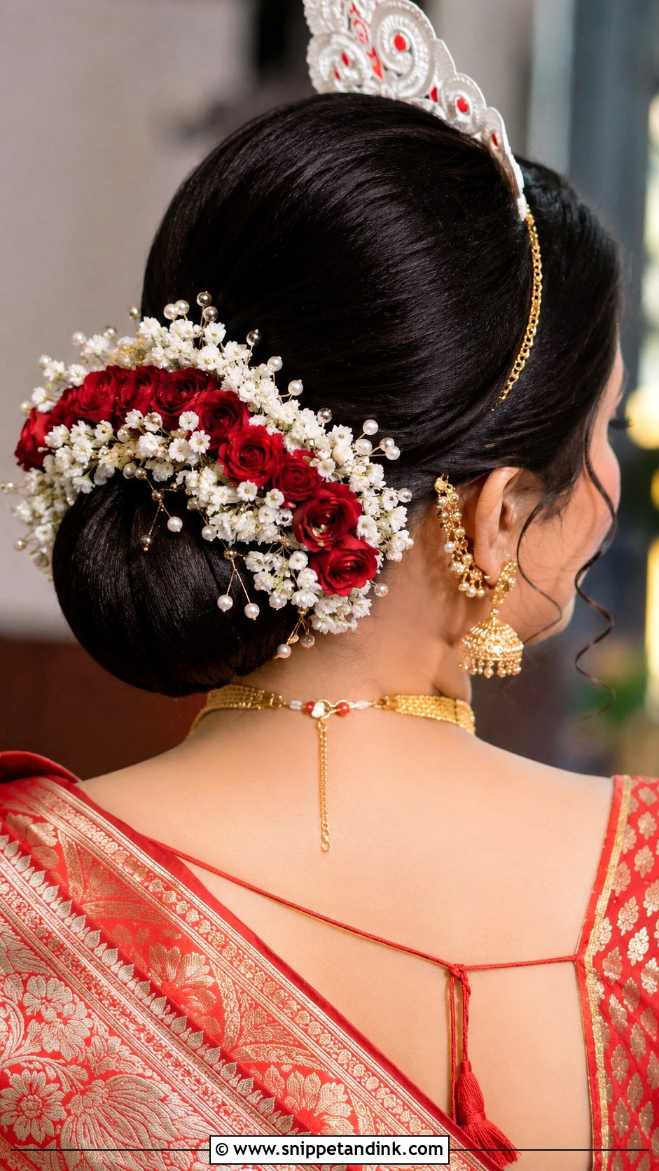 Bengali Bridal Bun - Snippet and Ink - 25 Indian Wedding Hair Ideas