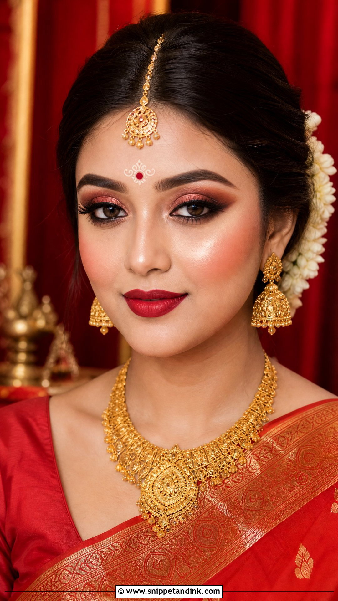 Bengali Bridal Copper Eye Makeup - Snippet and Ink - 20 Bengali Bride Eye Makeup Ideas