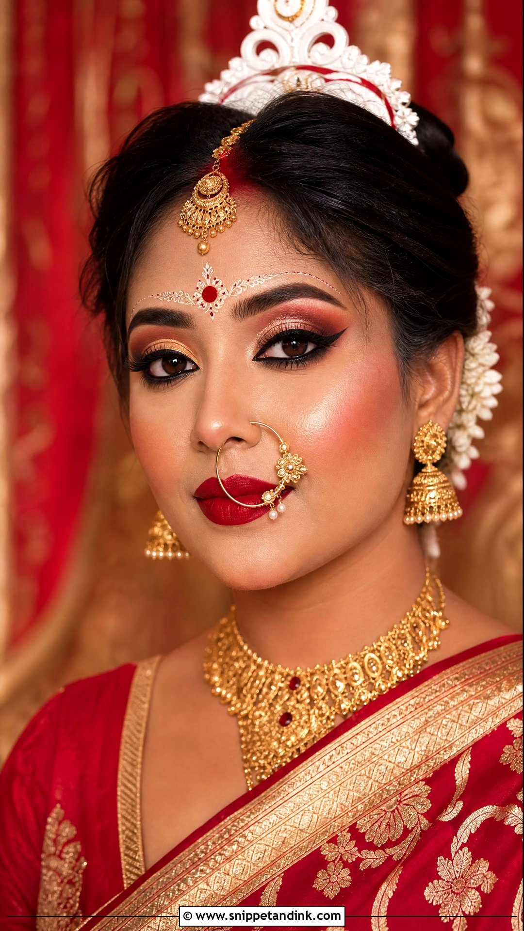 Bengali Bridal Cut Crease Eye Makeup - Snippet and Ink - 20 Bengali Bride Eye Makeup Ideas