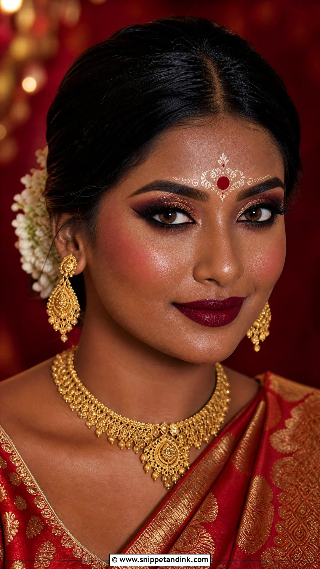 Bengali Bridal Makeup For Deep Skin - Snippet and Ink - 20 Bengali Bridal Wedding Makeup Ideas