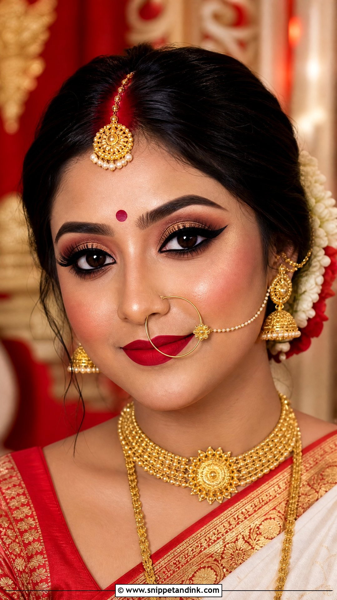 Bengali Bridal Makeup Look - Snippet and Ink - 20 Indian Bride Makeup Bridal Looks