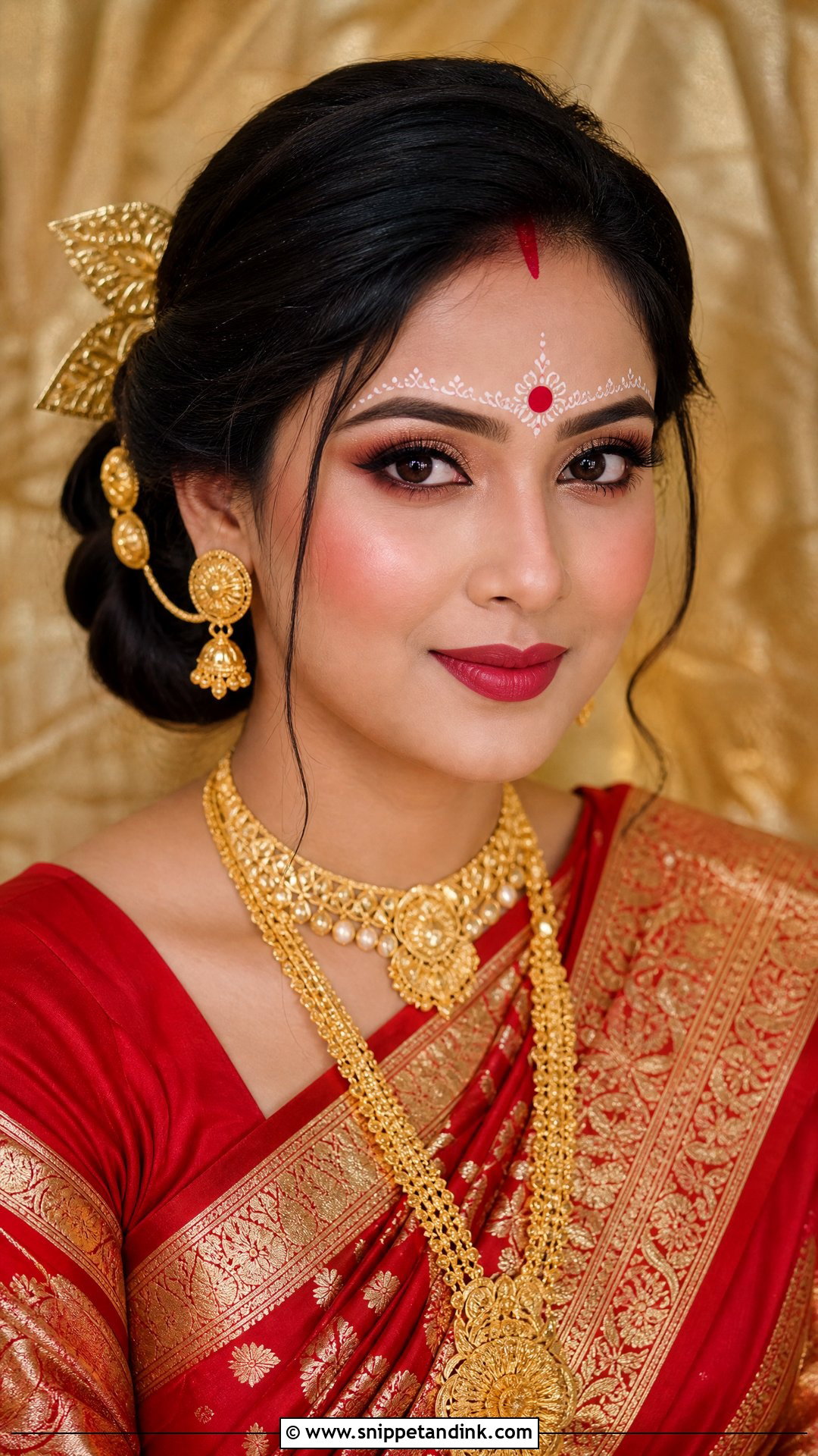 Bengali Bridal Makeup With Banarasi Saree - Snippet and Ink - 20 Simple Bengali Bridal Makeup Ideas