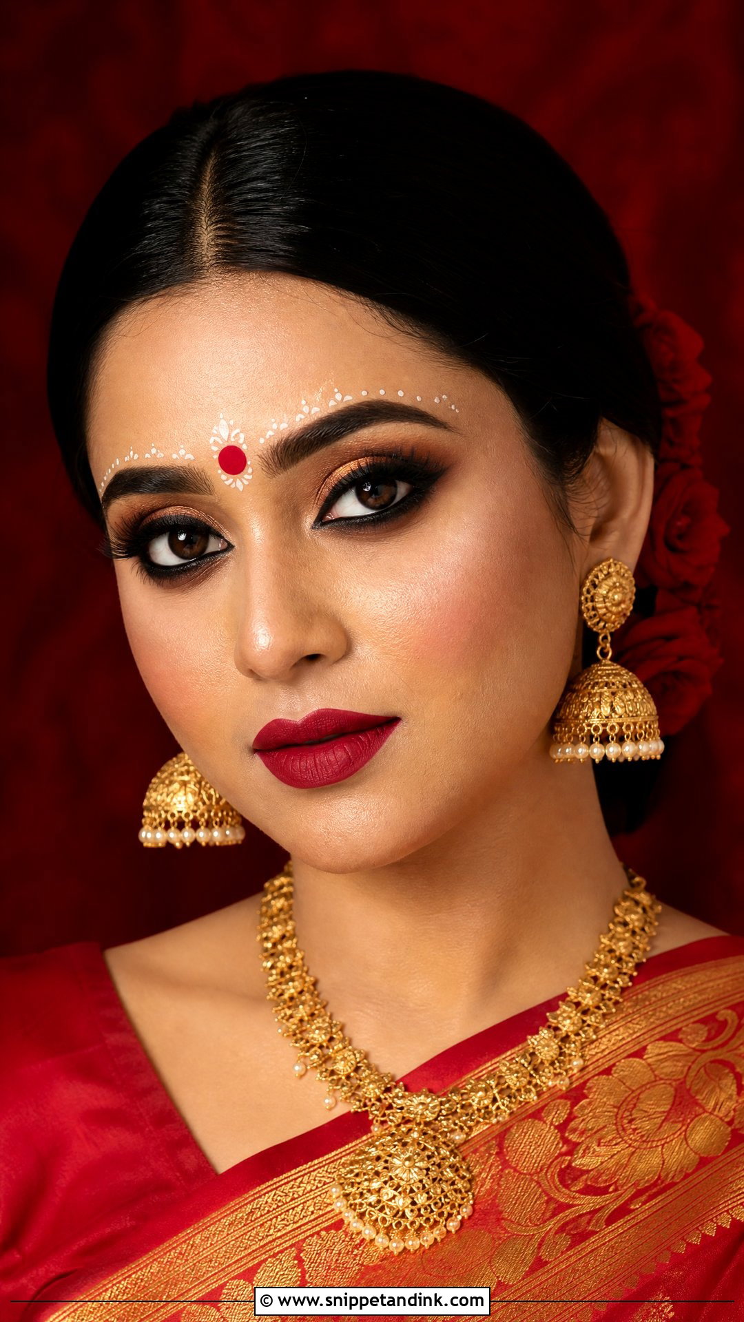 Bengali Bridal Makeup With Bold Kajal - Snippet and Ink - 20 Bengali Bridal Wedding Makeup Ideas