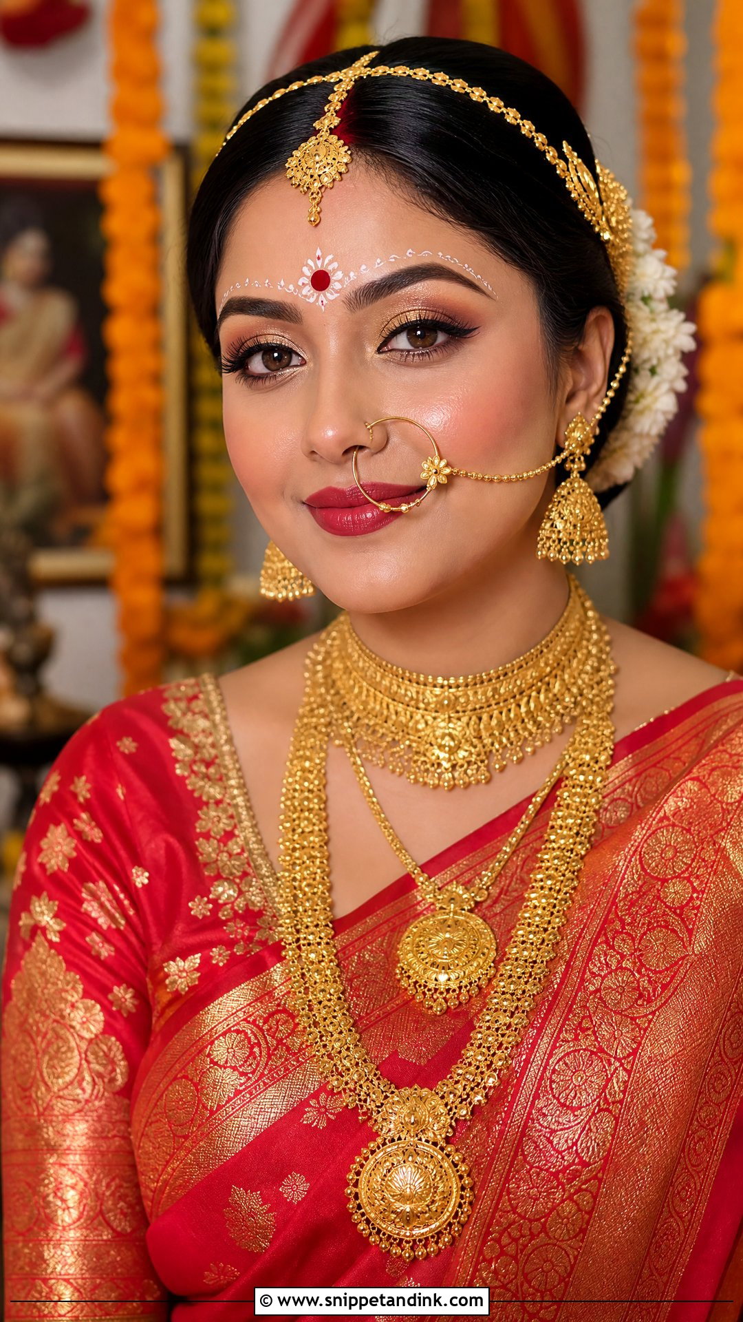 Bengali Bridal Makeup With Dewy Skin - Snippet and Ink - 20 Simple Bengali Bridal Makeup Ideas