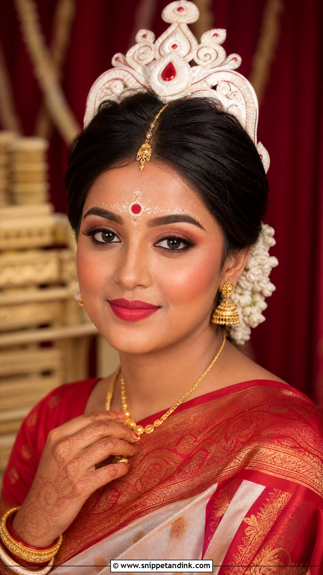 Bengali Bridal Makeup With Matte Base - Snippet and Ink - 20 Simple Bengali Bridal Makeup Ideas