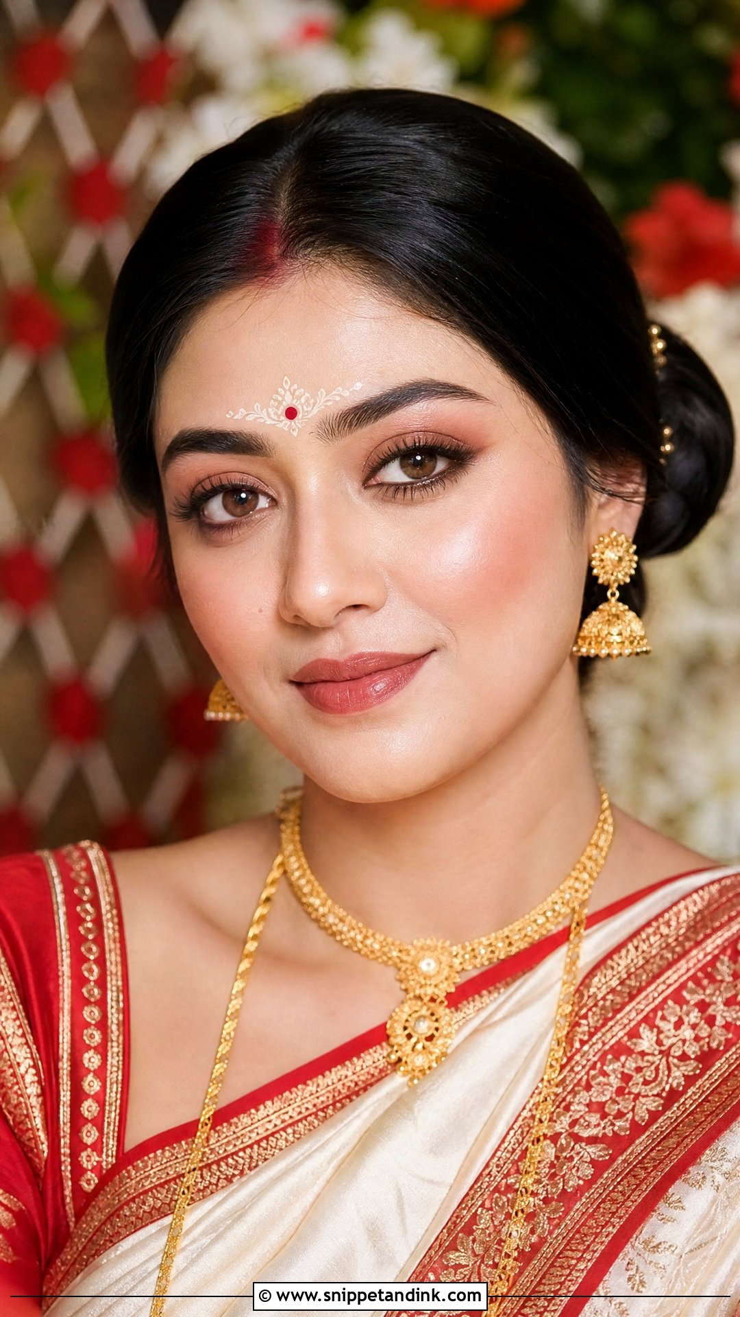 Bengali Bridal Makeup With Natural Glow - Snippet and Ink - 20 Simple Bengali Bridal Makeup Ideas