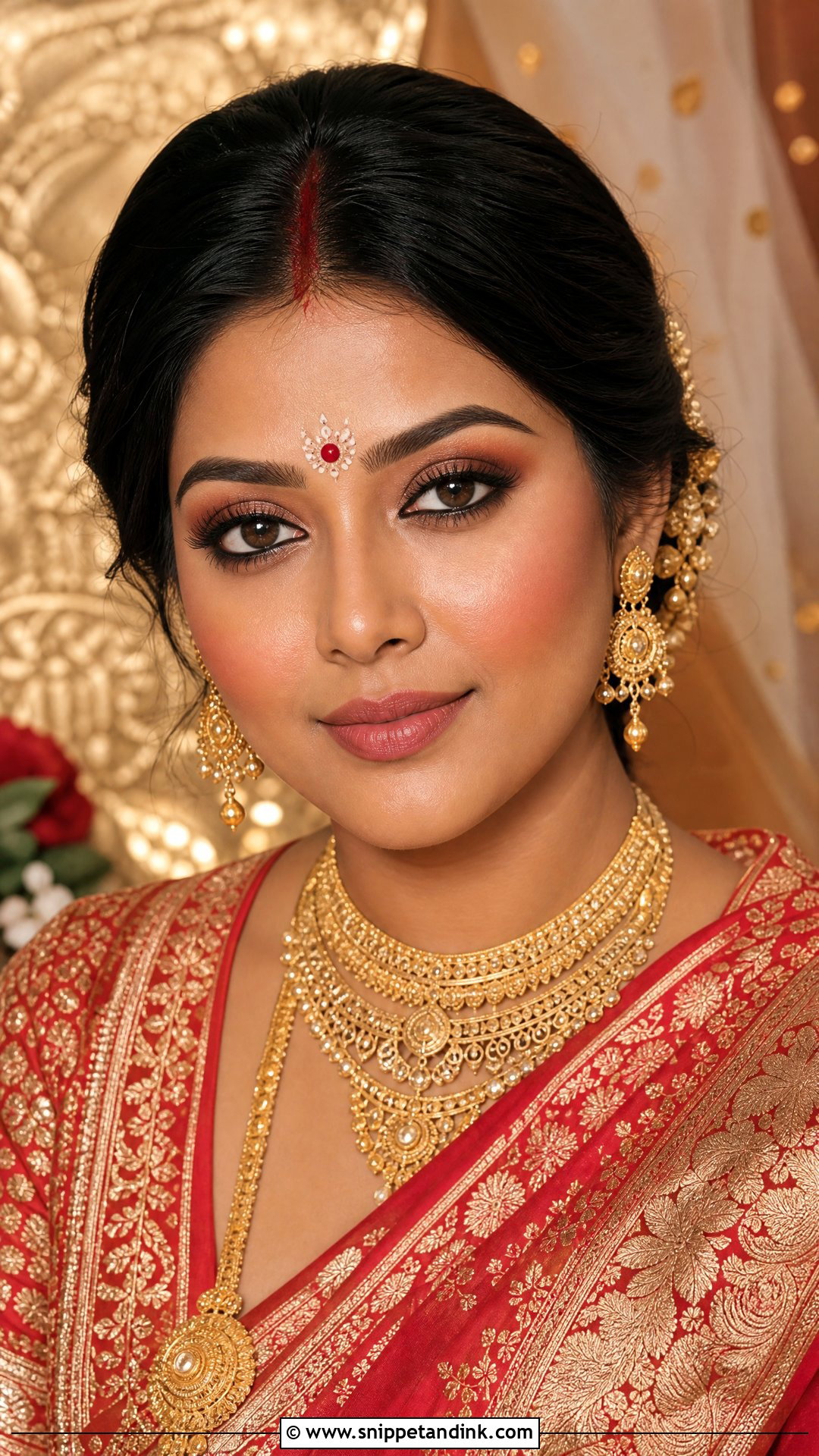 Bengali Bridal Makeup With Nude Lip - Snippet and Ink - 20 Simple Bengali Bridal Makeup Ideas