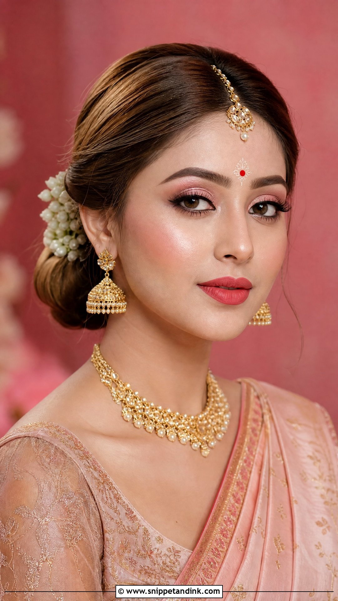 Bengali Bridal Makeup With Pastel Saree - Snippet and Ink - 20 Bengali Bridal Wedding Makeup Ideas