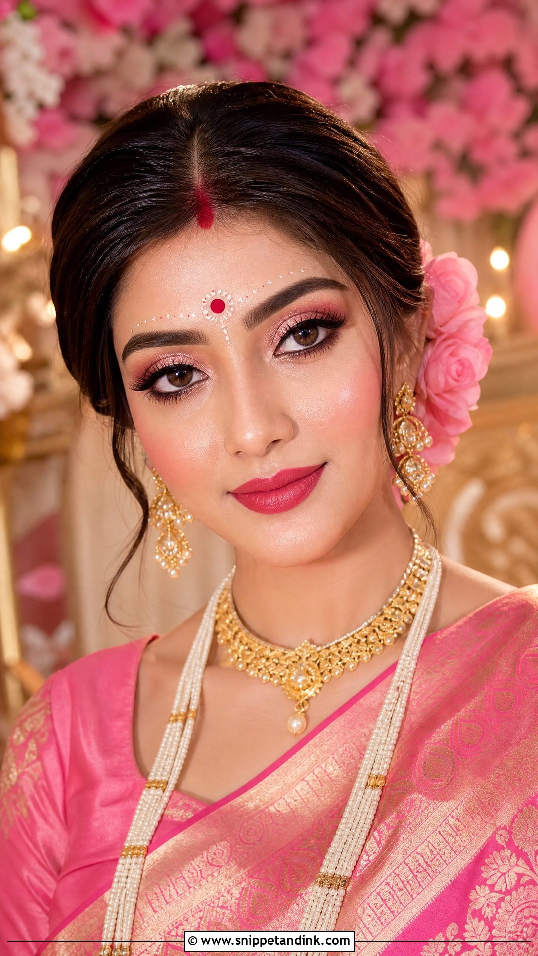 Bengali Bridal Makeup With Pink Saree - Snippet and Ink - 20 Bengali Bridal Makeup Ideas