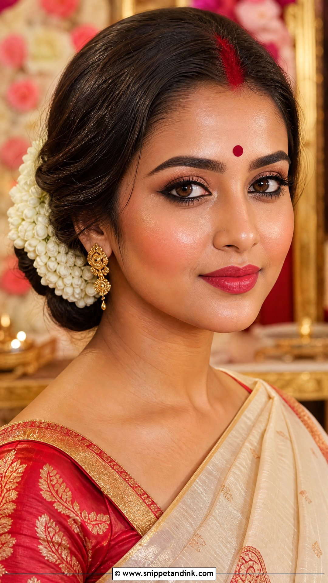 Bengali Bridal Makeup With Soft Kohl Eyes - Snippet and Ink - 20 Simple Bengali Bridal Makeup Ideas