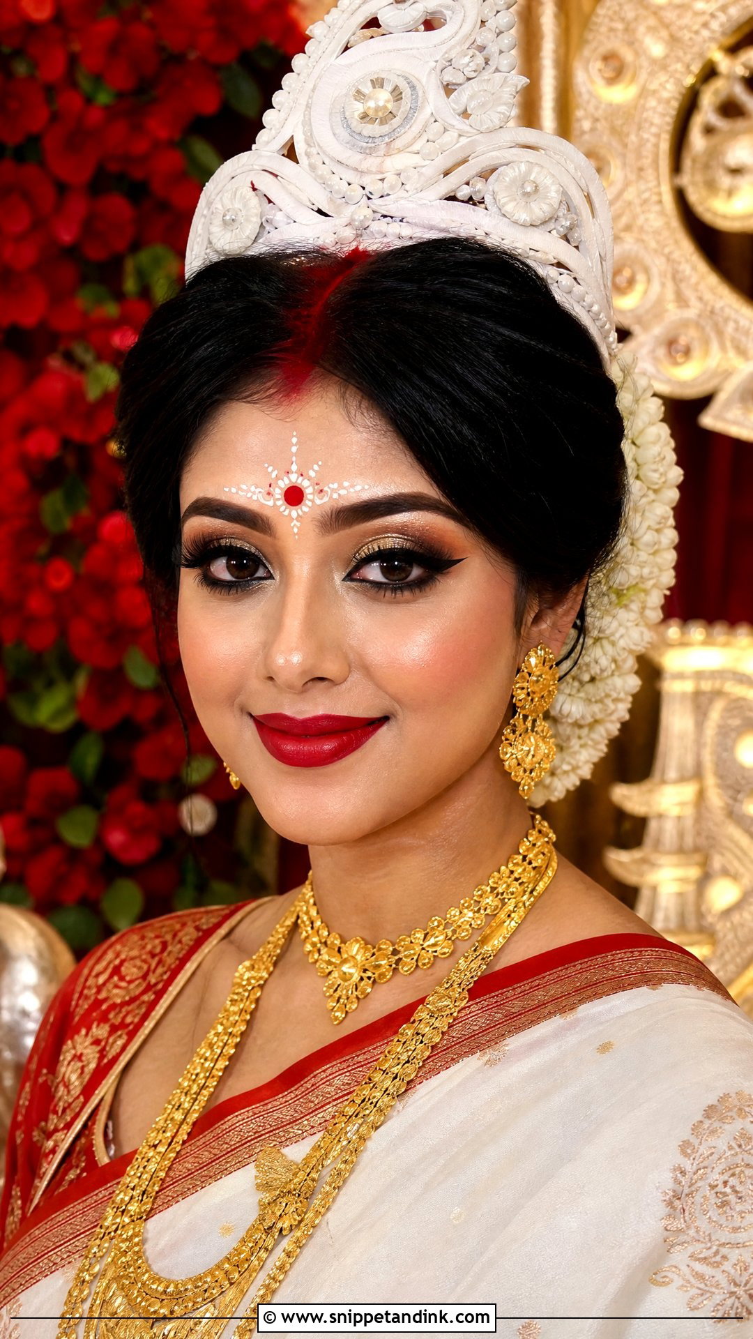 Bengali Bridal Makeup With White Saree - Snippet and Ink - 20 Bengali Bridal Makeup Ideas