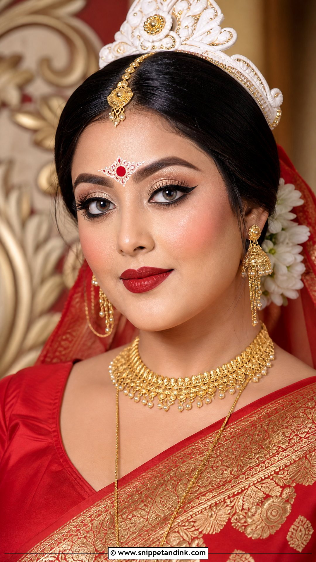 Bengali Bridal Makeup With Winged Eyeliner - Snippet and Ink - 20 Simple Bengali Bridal Makeup Ideas