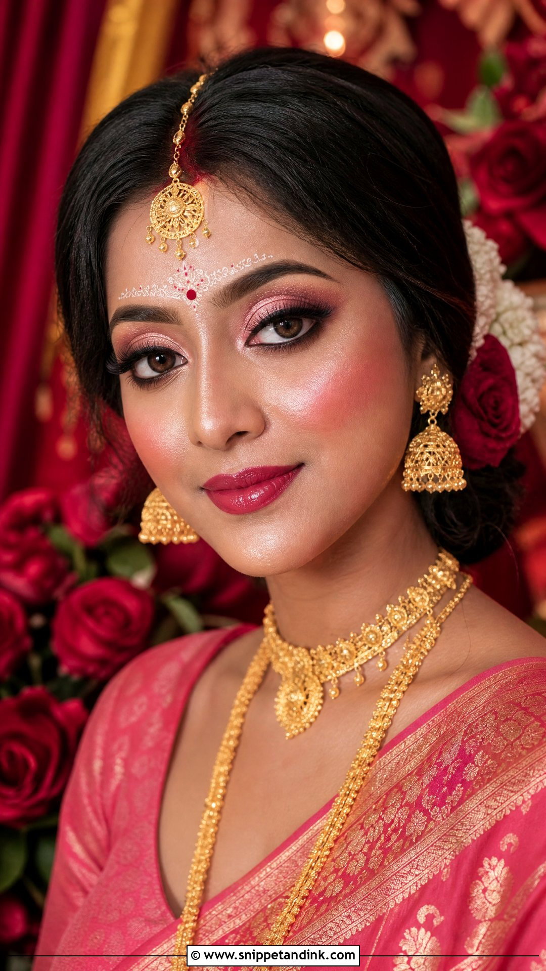 Bengali Bridal Pink Eye Makeup - Snippet and Ink - 20 Bengali Bride Eye Makeup Ideas