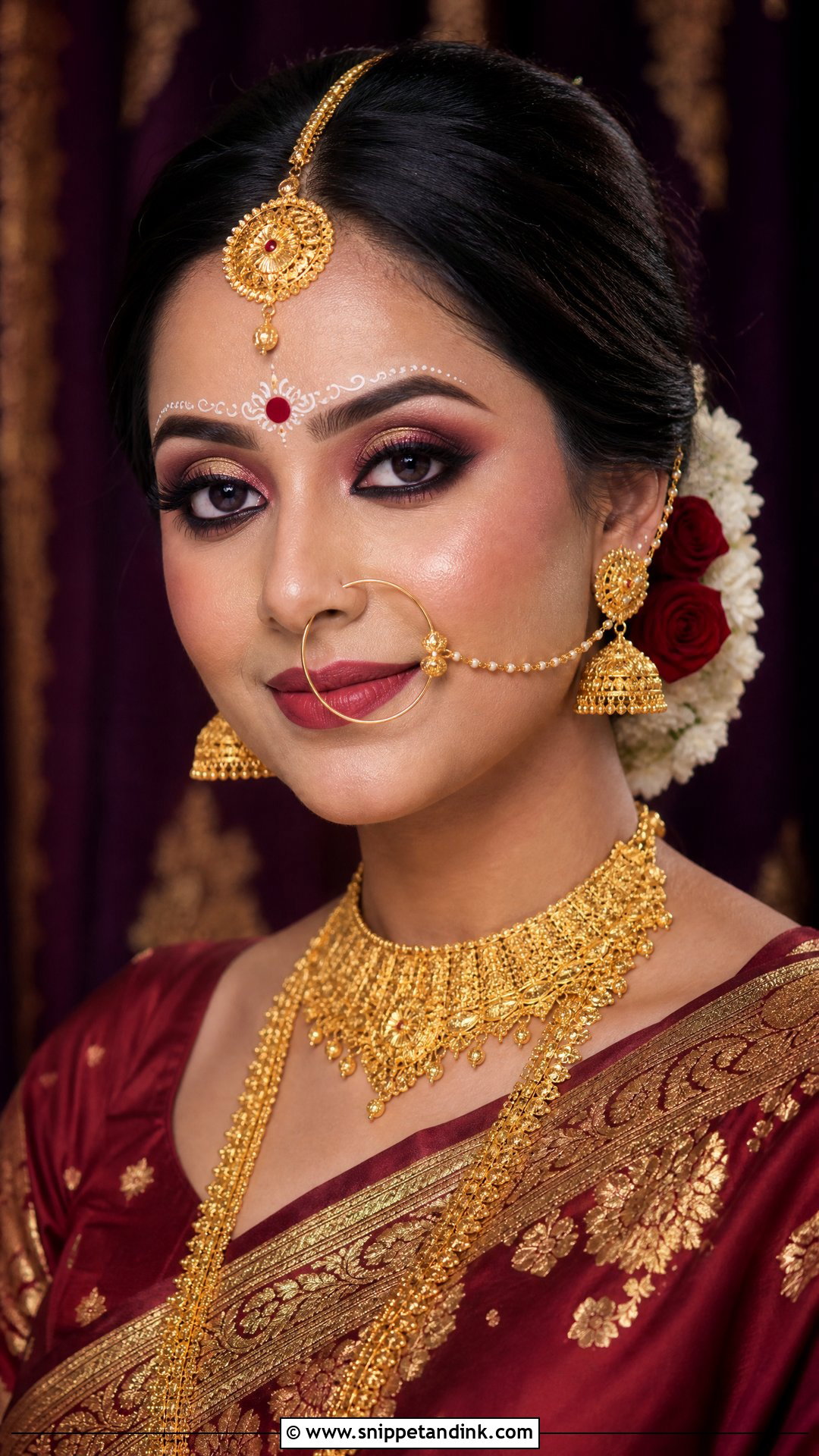 Bengali Bridal Plum Eye Makeup - Snippet and Ink - 20 Bengali Bride Eye Makeup Ideas