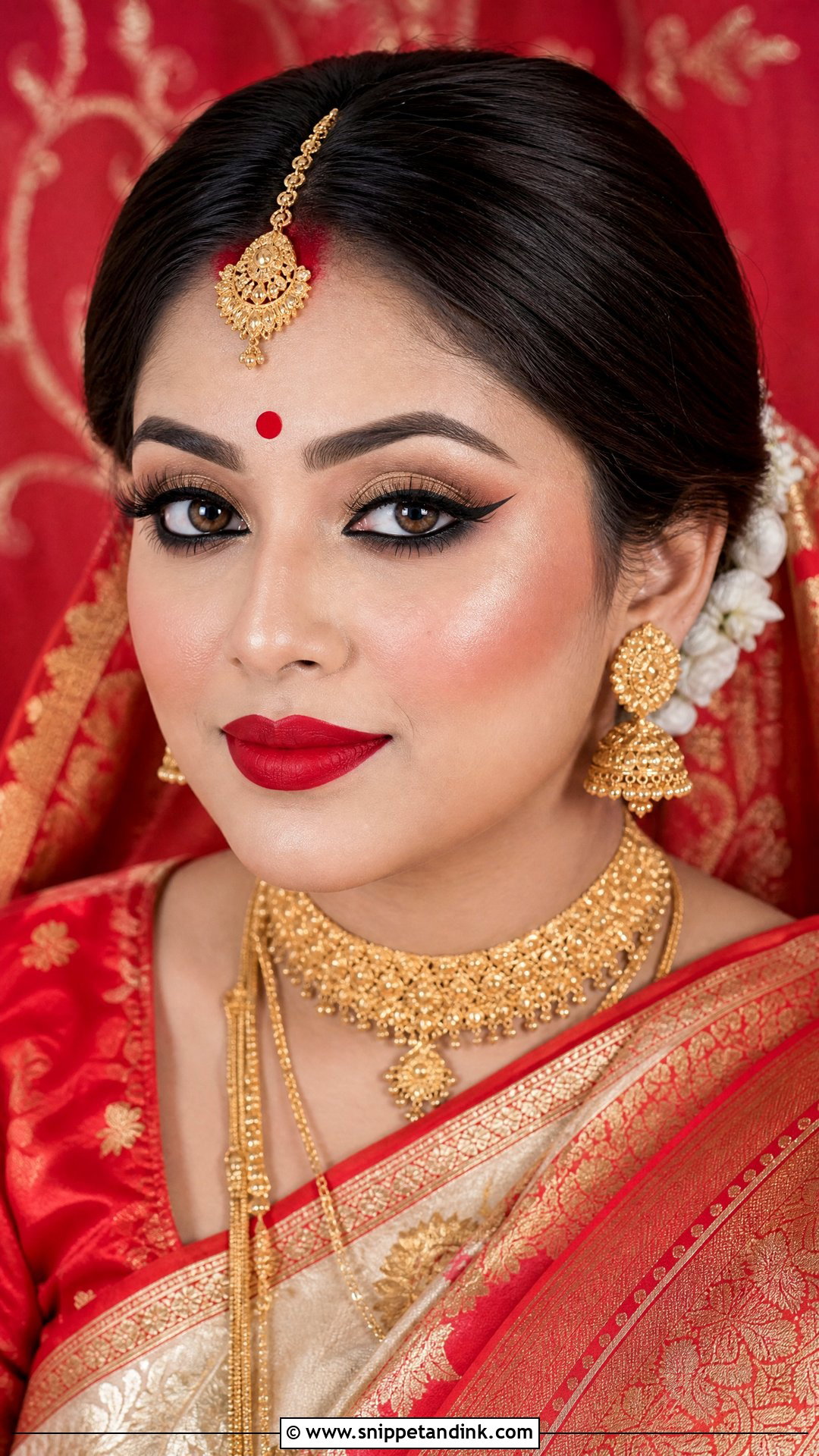 Bengali Bridal Winged Liner Makeup - Snippet and Ink - 20 Bengali Bride Eye Makeup Ideas