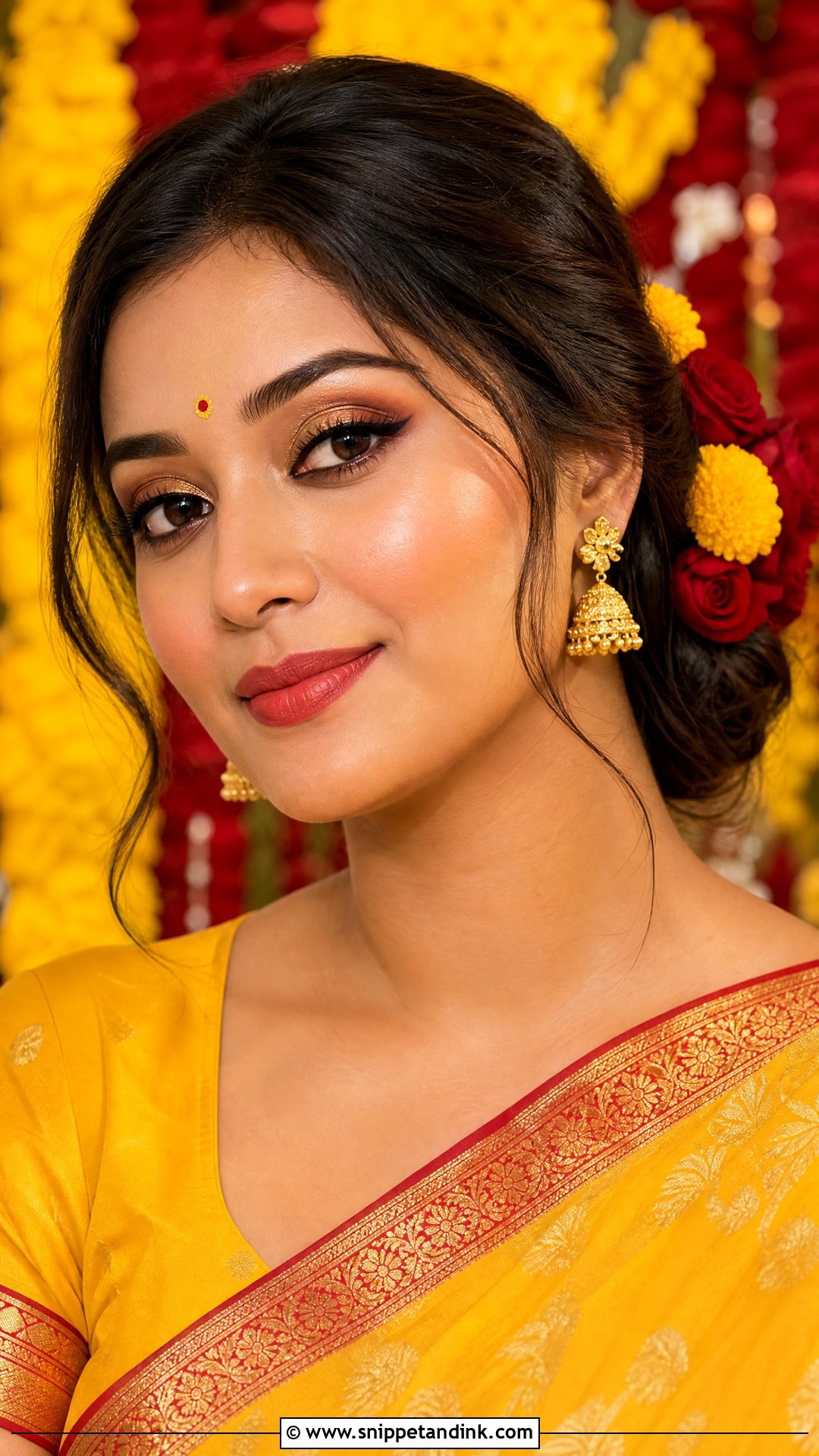 Bengali Haldi Makeup Look - Snippet and Ink - 25 Haldi Makeup Look for Bride Ideas