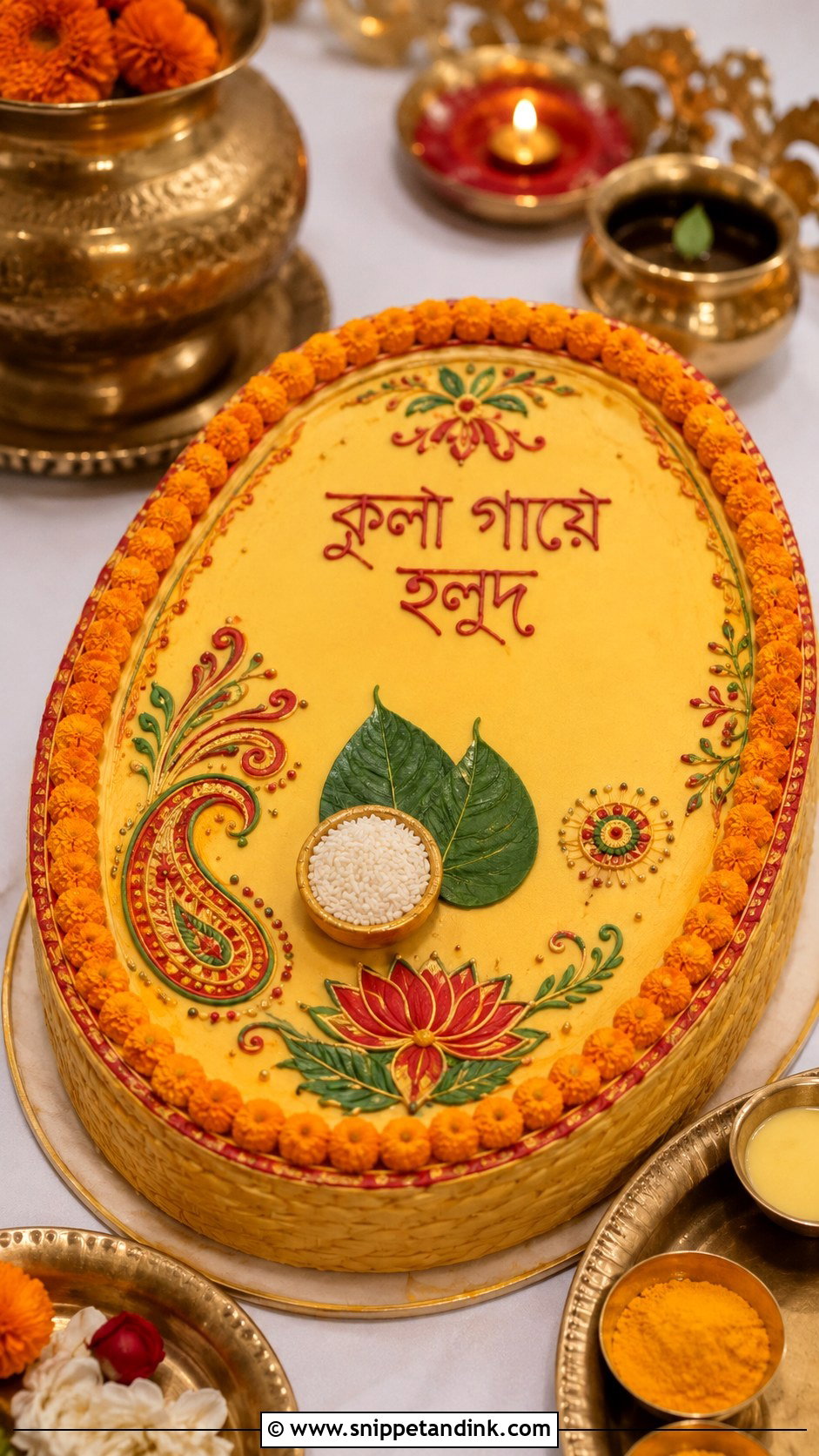 Bengali Kula Gaye Holud Cake - Snippet and Ink - 20 Gaye Holud Cake Design Ideas