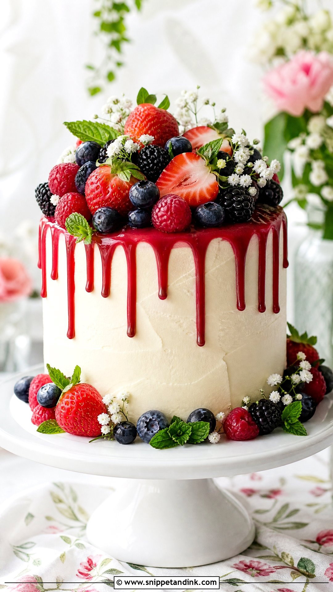 Berry Drip Wedding Cake - Snippet and Ink - 30 Drip Cakes for Wedding