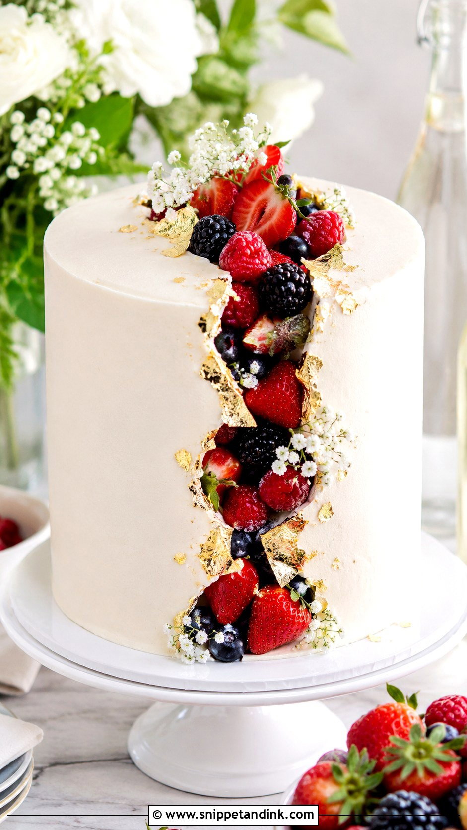Berry Fault Line Wedding Cake - Snippet and Ink - 20 Fault Line Cakes for Wedding