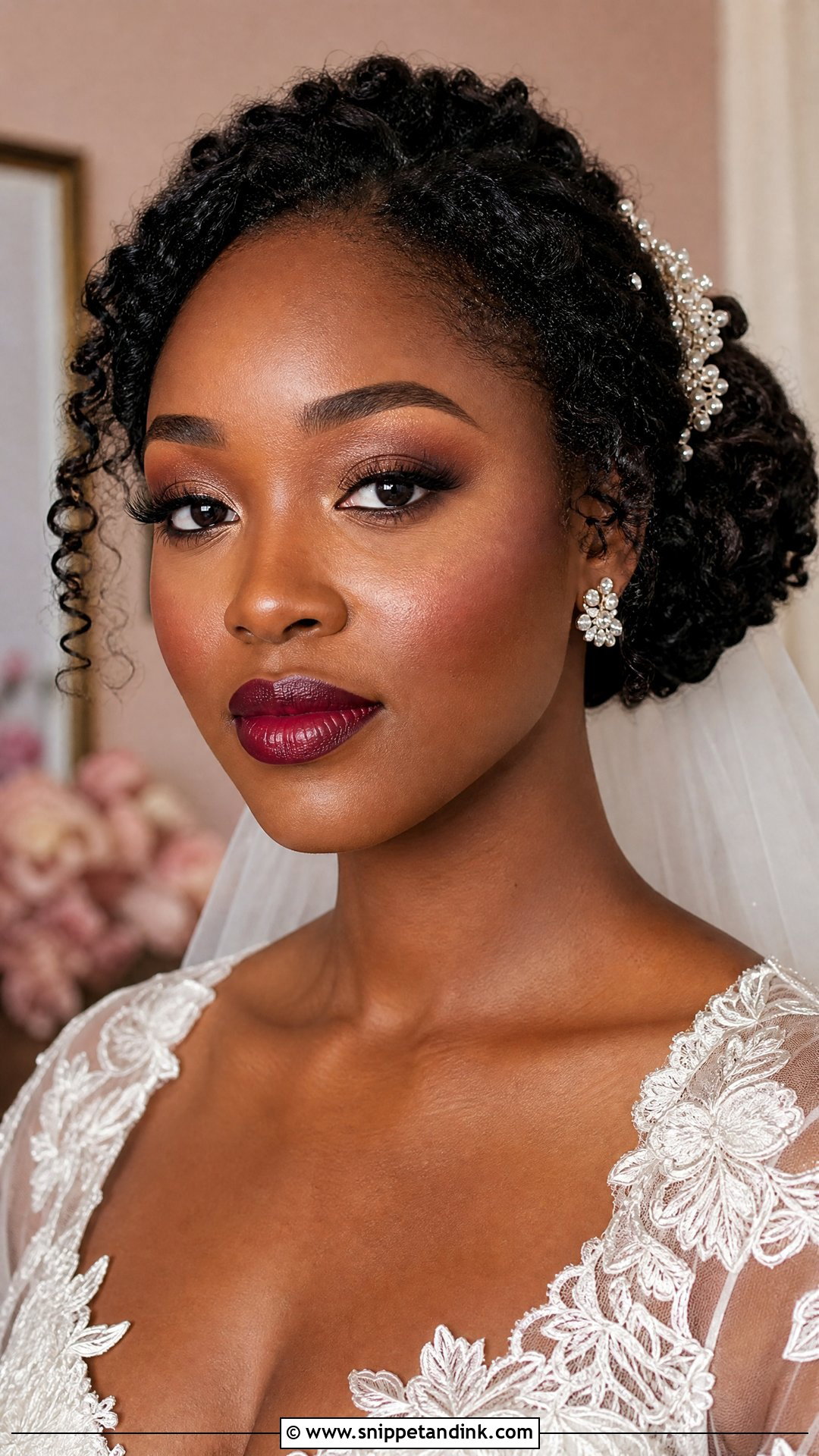 Berry Lip Black Bridal Makeup - Snippet and Ink - 20 Black Bridal Makeup Wedding Day Ideas