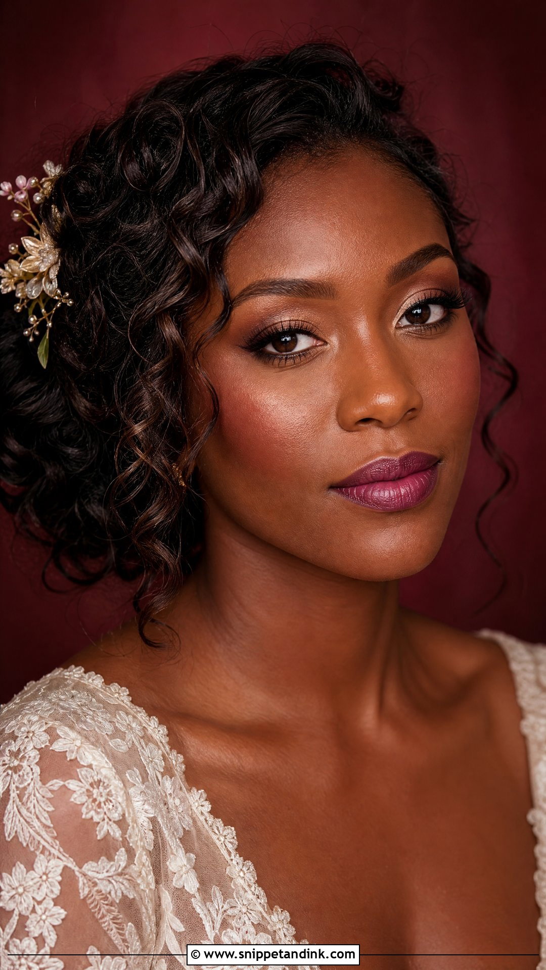 Berry Lip Boho Wedding Makeup For Brunettes - Snippet and Ink - 20 Boho Wedding Makeup Brunette Ideas