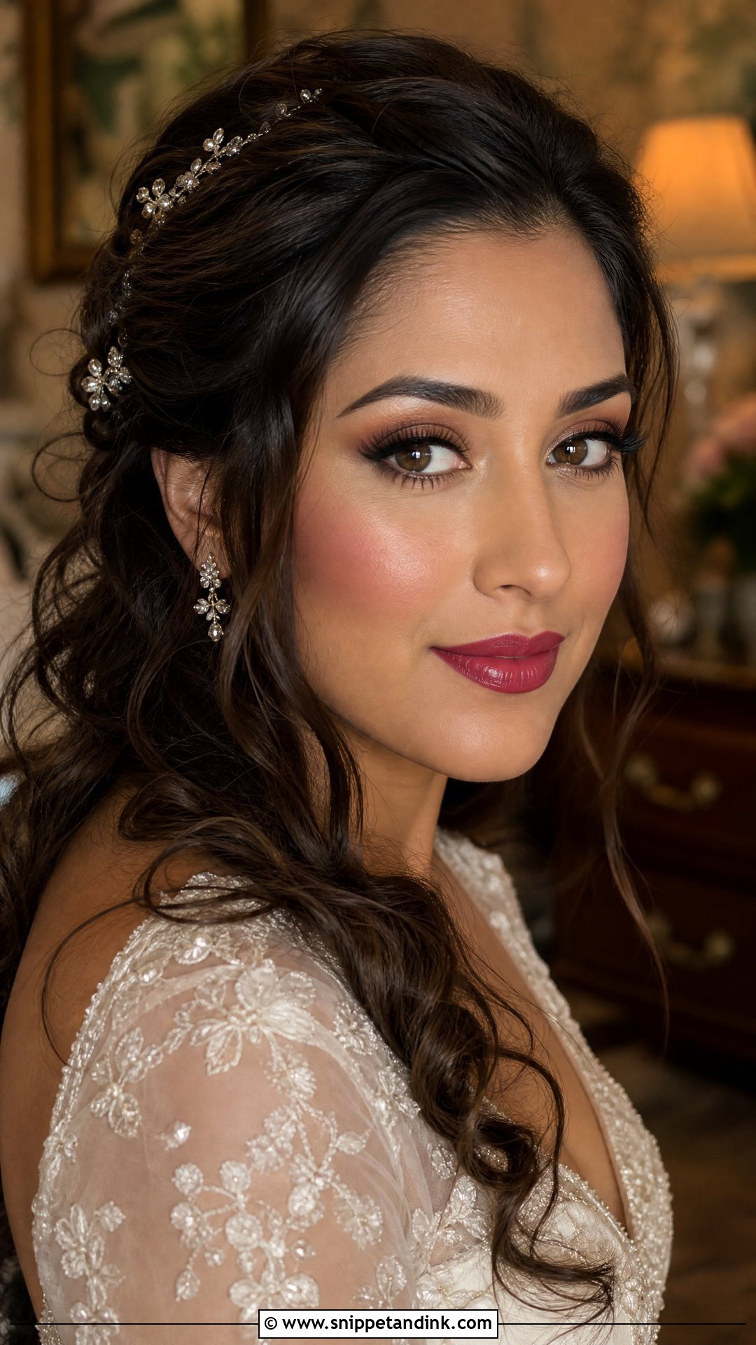 Berry Lip Bridal Makeup - Snippet and Ink - 35 Bride Makeup Ideas