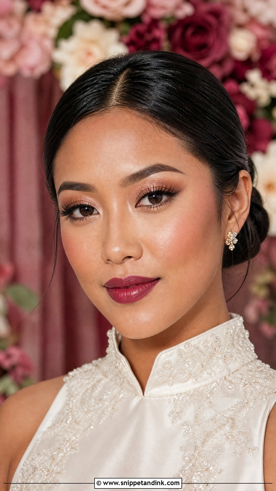 Berry Lip Bridal Makeup - Snippet and Ink - 20 Colorful Bridal Makeup Ideas