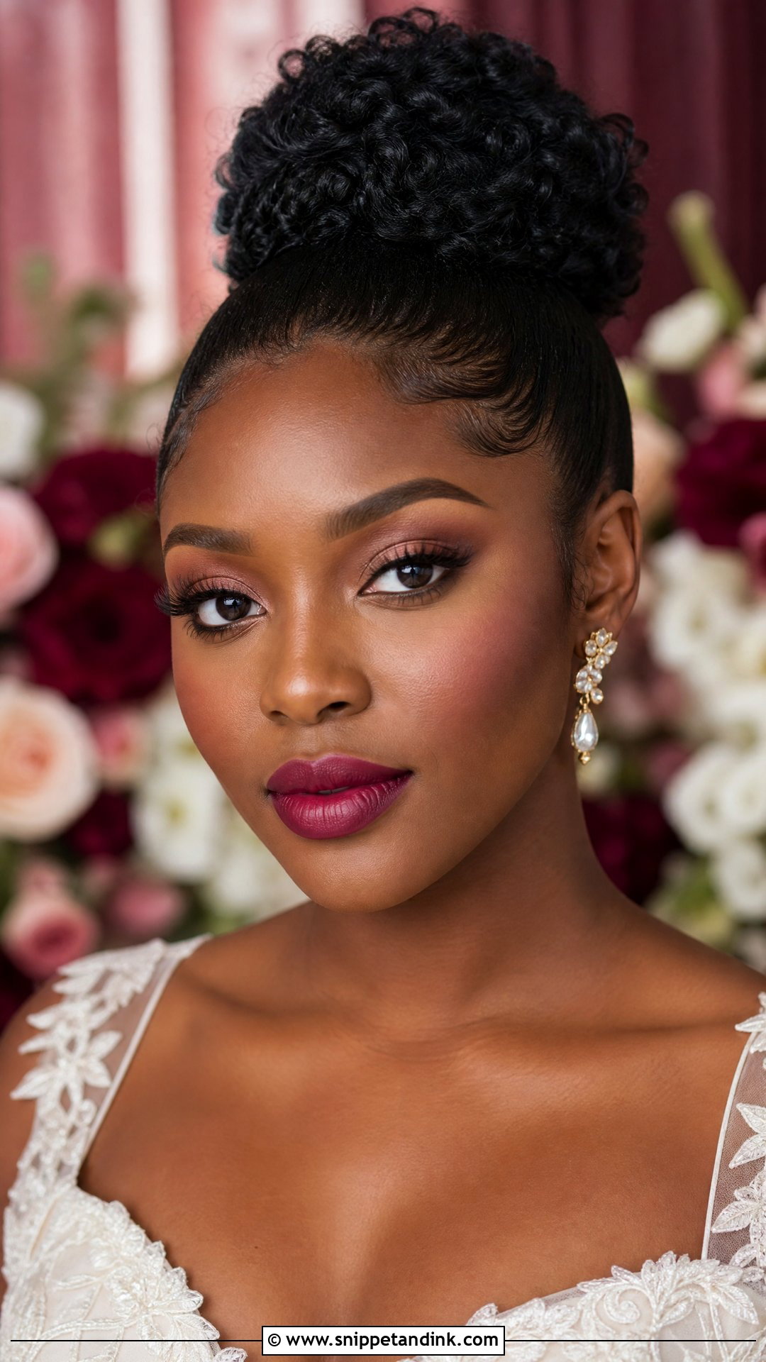 Berry Lip Bridal Makeup For Black Women - Snippet and Ink - 25 Bridal Makeup Black Women
