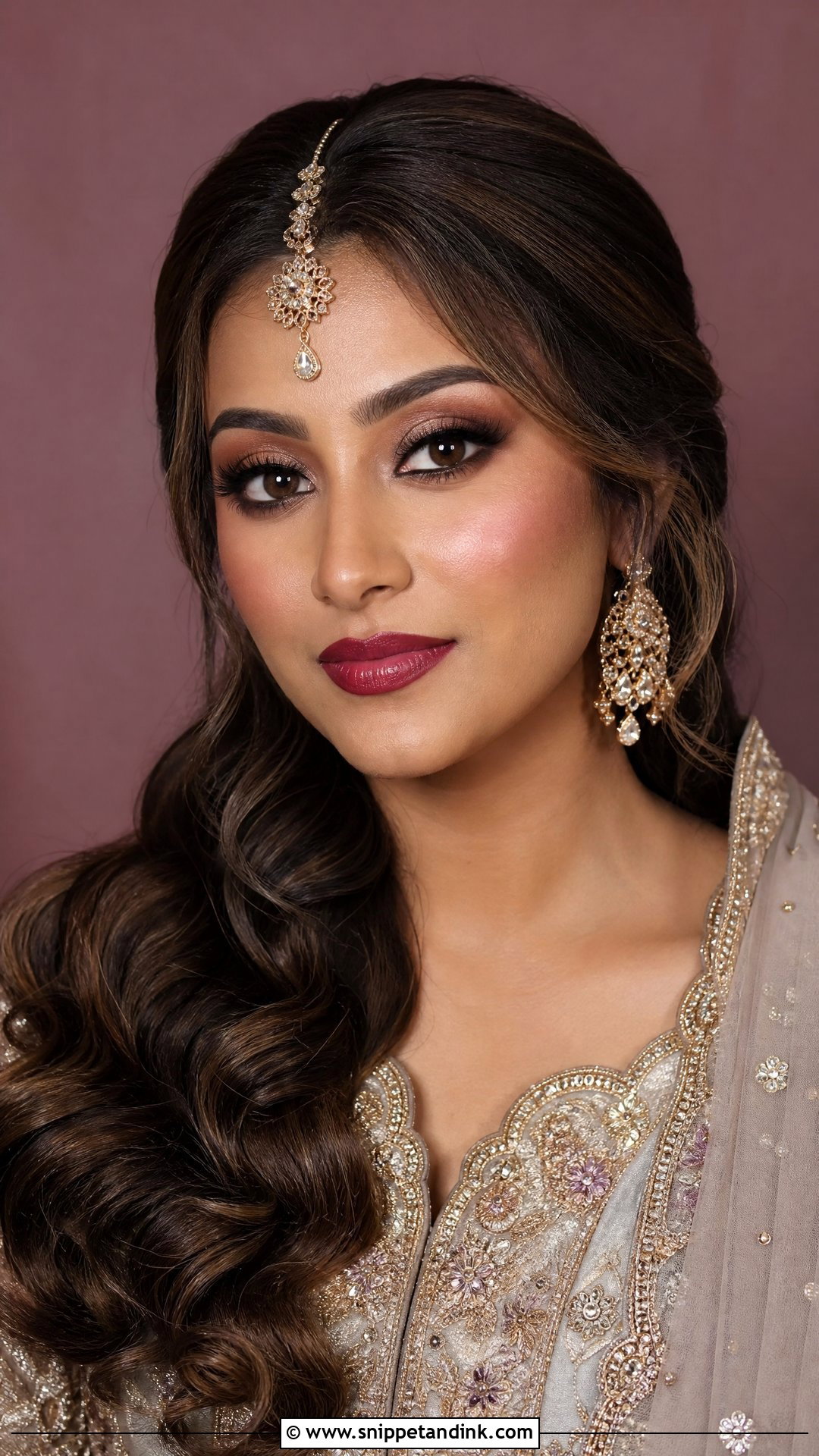 Berry Lip Bridal Makeup For Brown Skin - Snippet and Ink - 20 Brown Girl Bridal Makeup Ideas