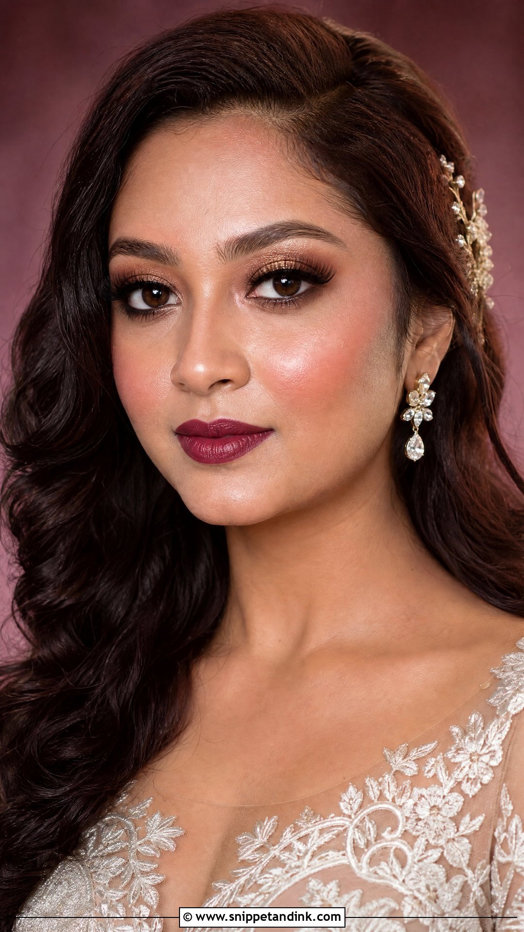 Berry Lip Bridal Makeup For Brown Skin - Snippet and Ink - 20 Bridal Makeup Brown Skin Ideas
