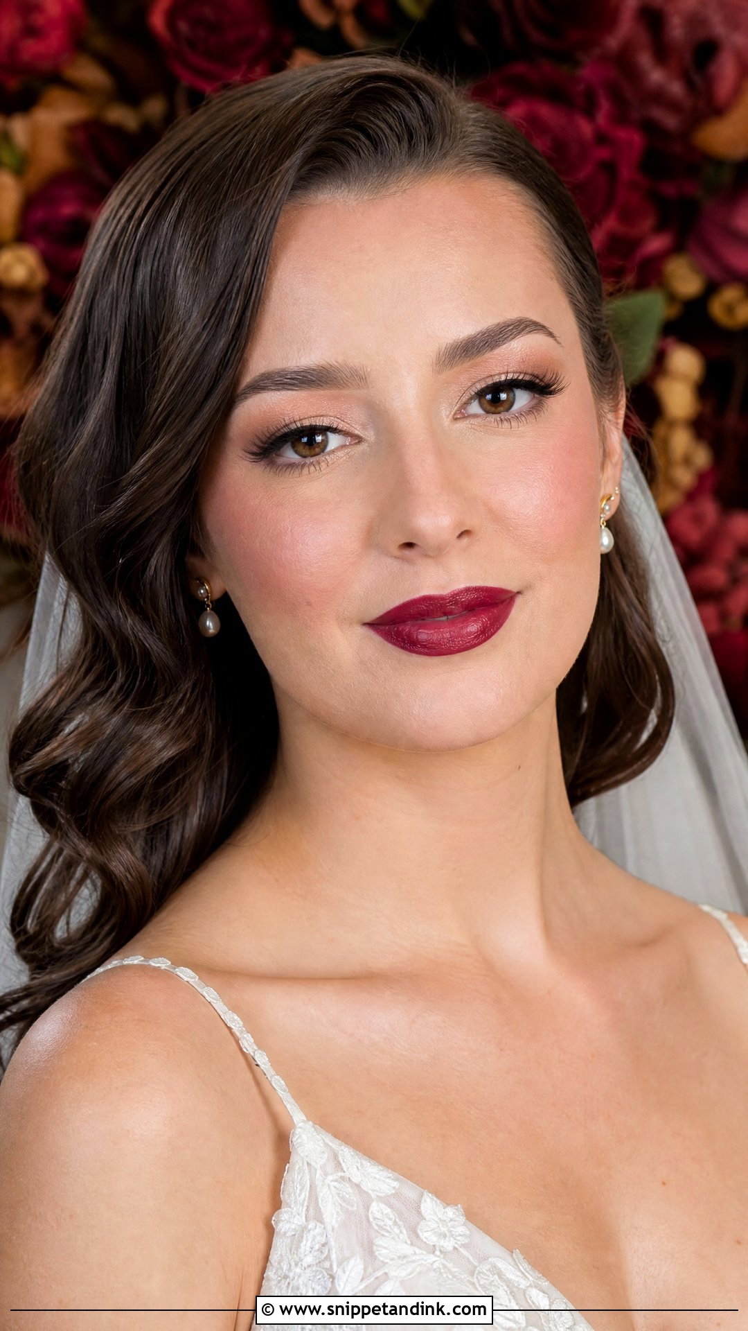 Berry Lip Bridal Makeup For Green Eyes - Snippet and Ink - 20 Fall Wedding Makeup for Bride Green Eyes