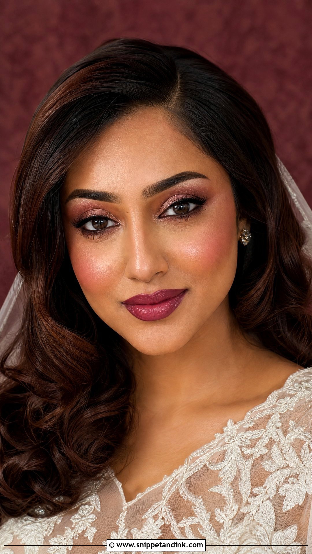 Berry Lip Bridal Makeup On Brown Skin - Snippet and Ink - 20 Bridal Makeup on Brown Skin Ideas