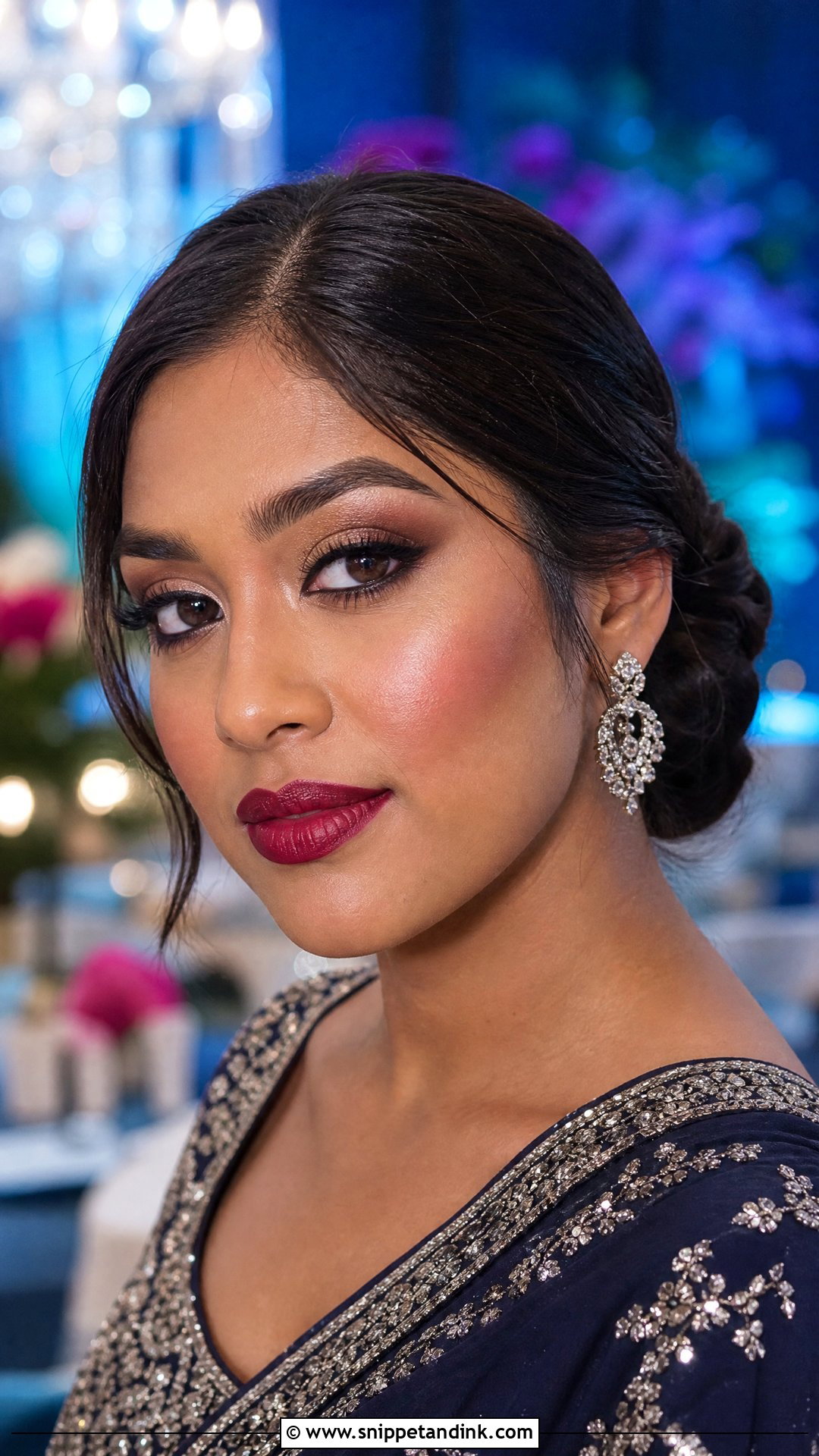 Berry Lip Desi Wedding Guest Makeup - Snippet and Ink - 20 Desi Wedding Guest Makeup Ideas