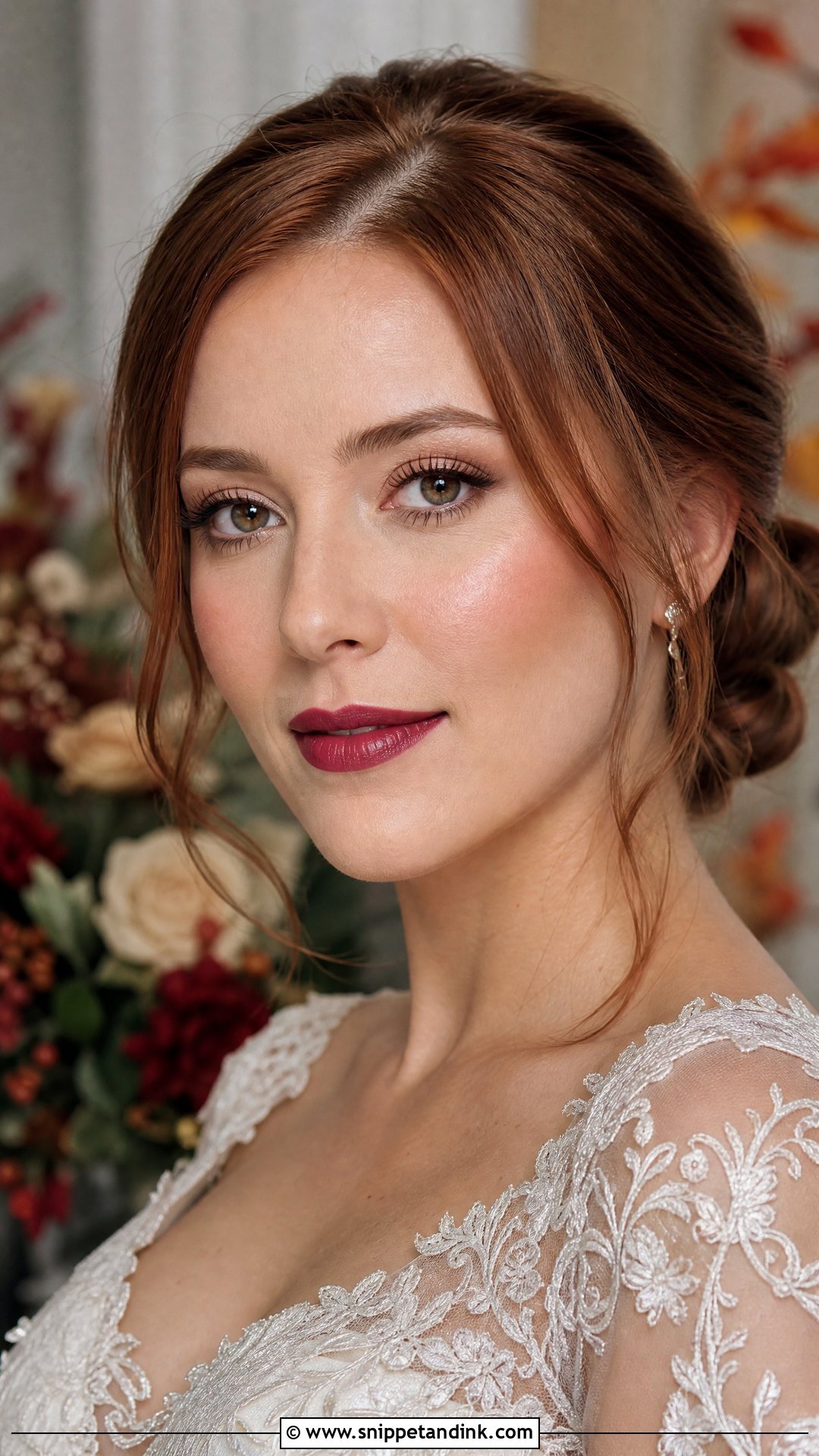 Berry Lip Fall Bridal Makeup - Snippet and Ink - 25 Fall Wedding Makeup for Bride Ideas