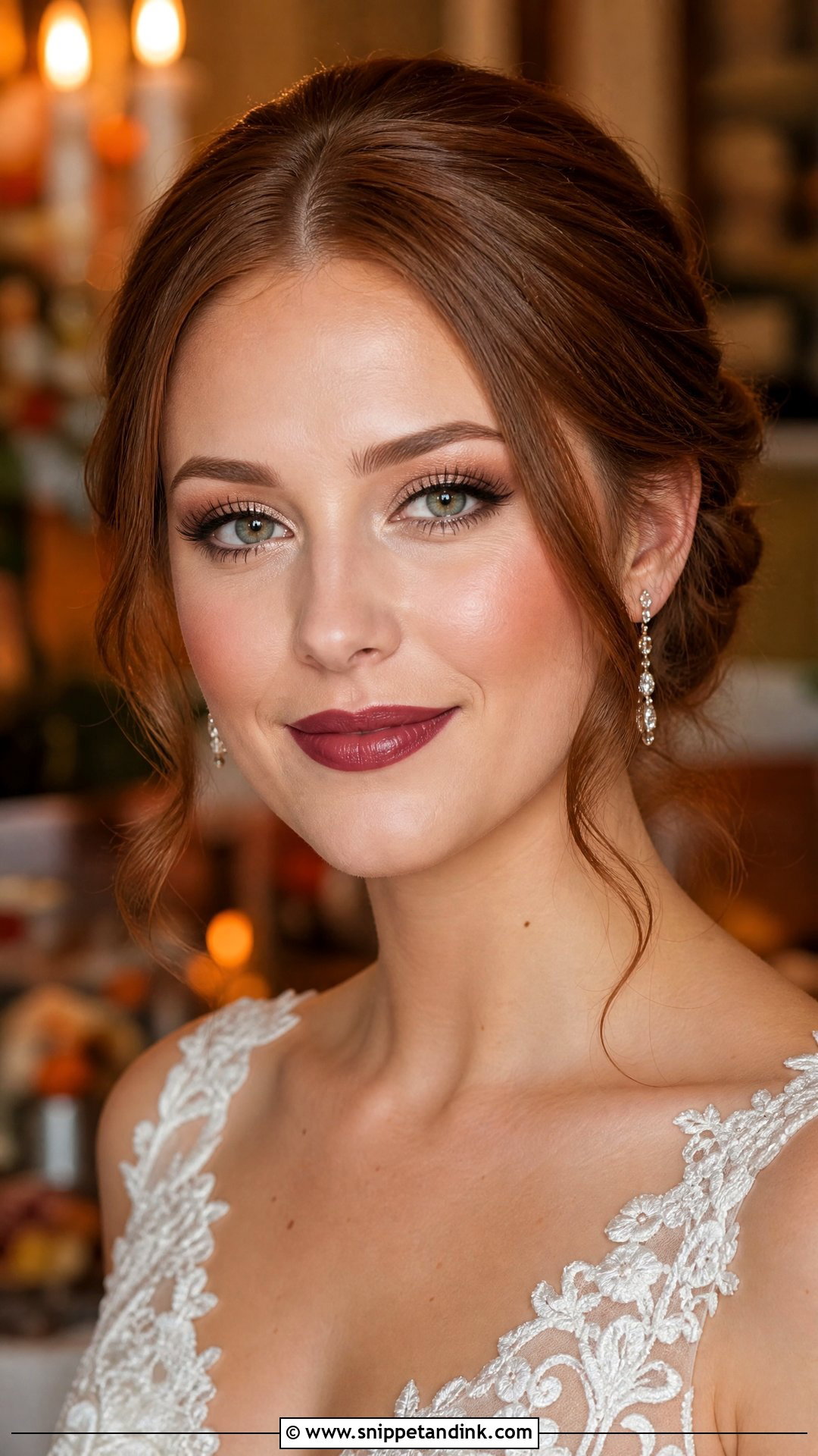 Berry Lip Fall Bridal Makeup - Snippet and Ink - 20 Fall Bridal Makeup Ideas