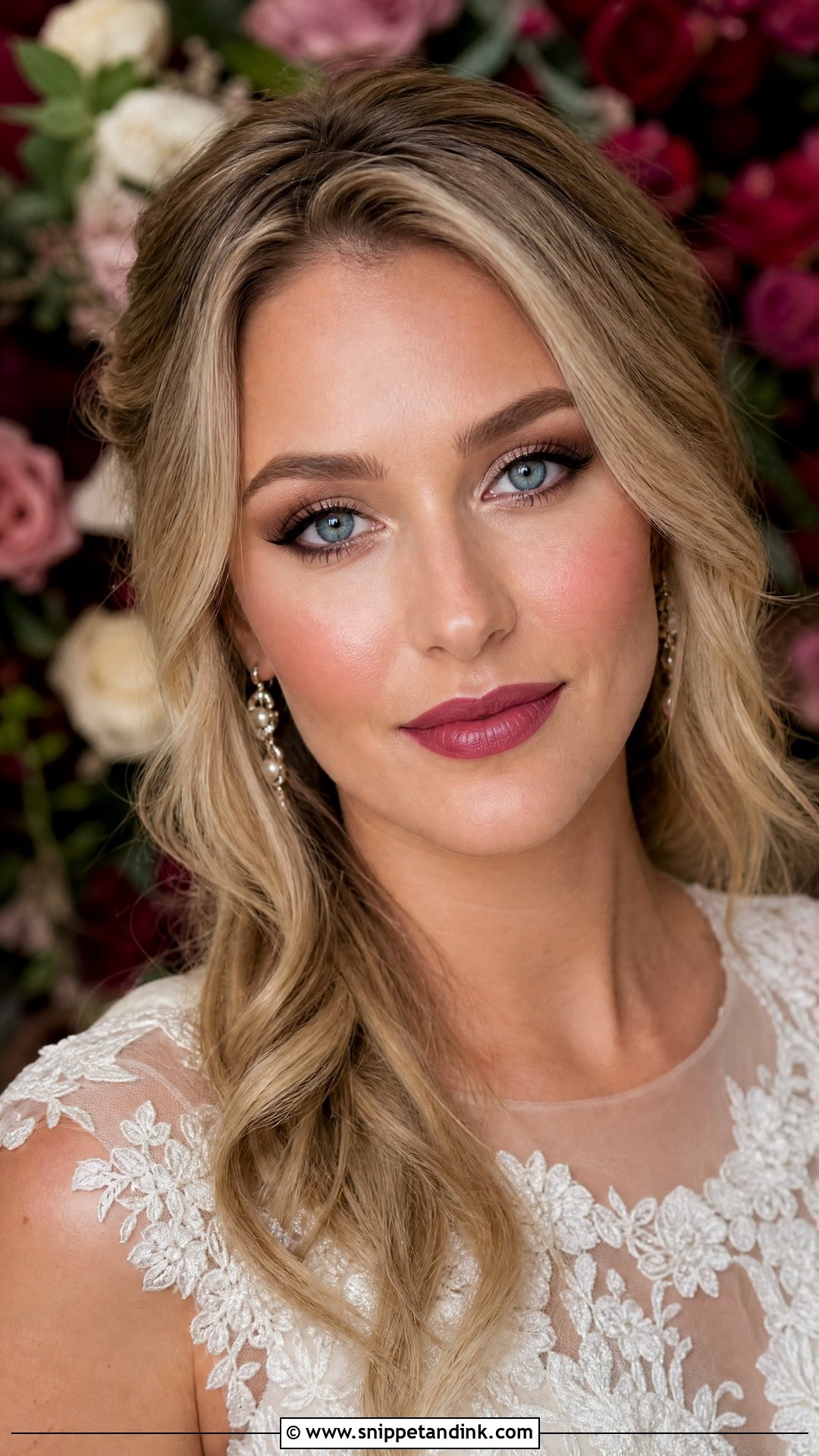 Berry Lip Fall Wedding Makeup For Blue Eyes - Snippet and Ink - 20 Fall Wedding Makeup for Bride Blue Eyes