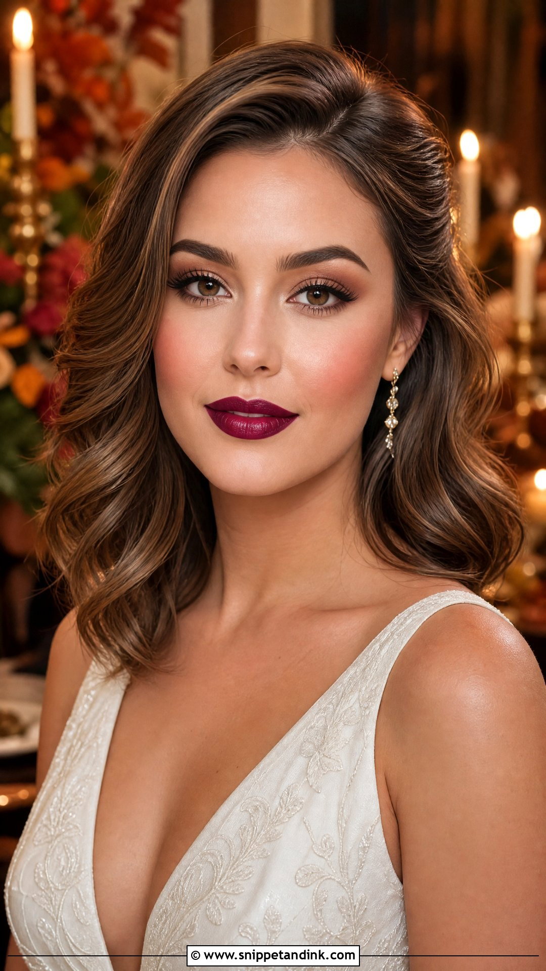 Berry Lip Fall Wedding Makeup For Brown Eyes - Snippet and Ink - 20 Fall Wedding Makeup for Bride Brown Eyes