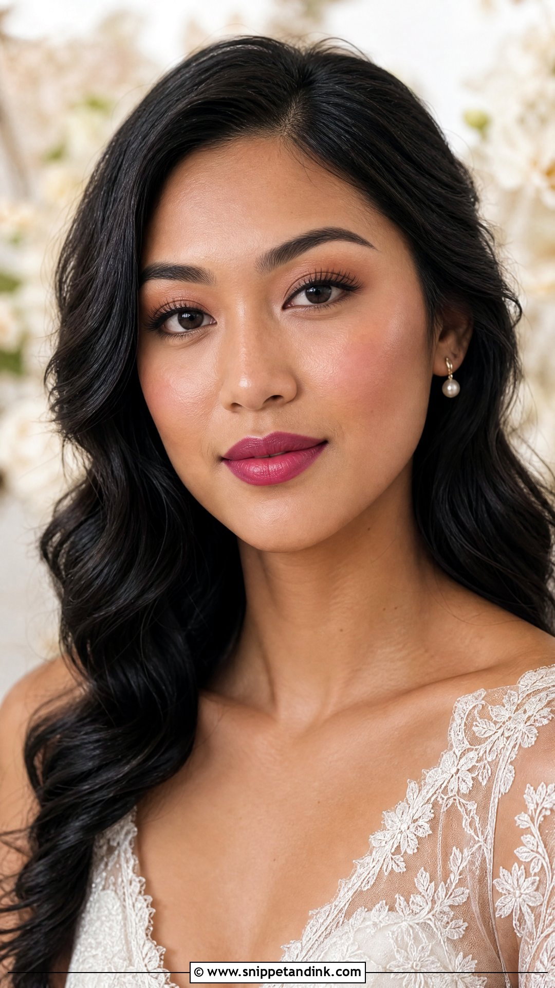 Berry Lip Glowy Wedding Makeup - Snippet and Ink - 25 Glowy Wedding Makeup Ideas