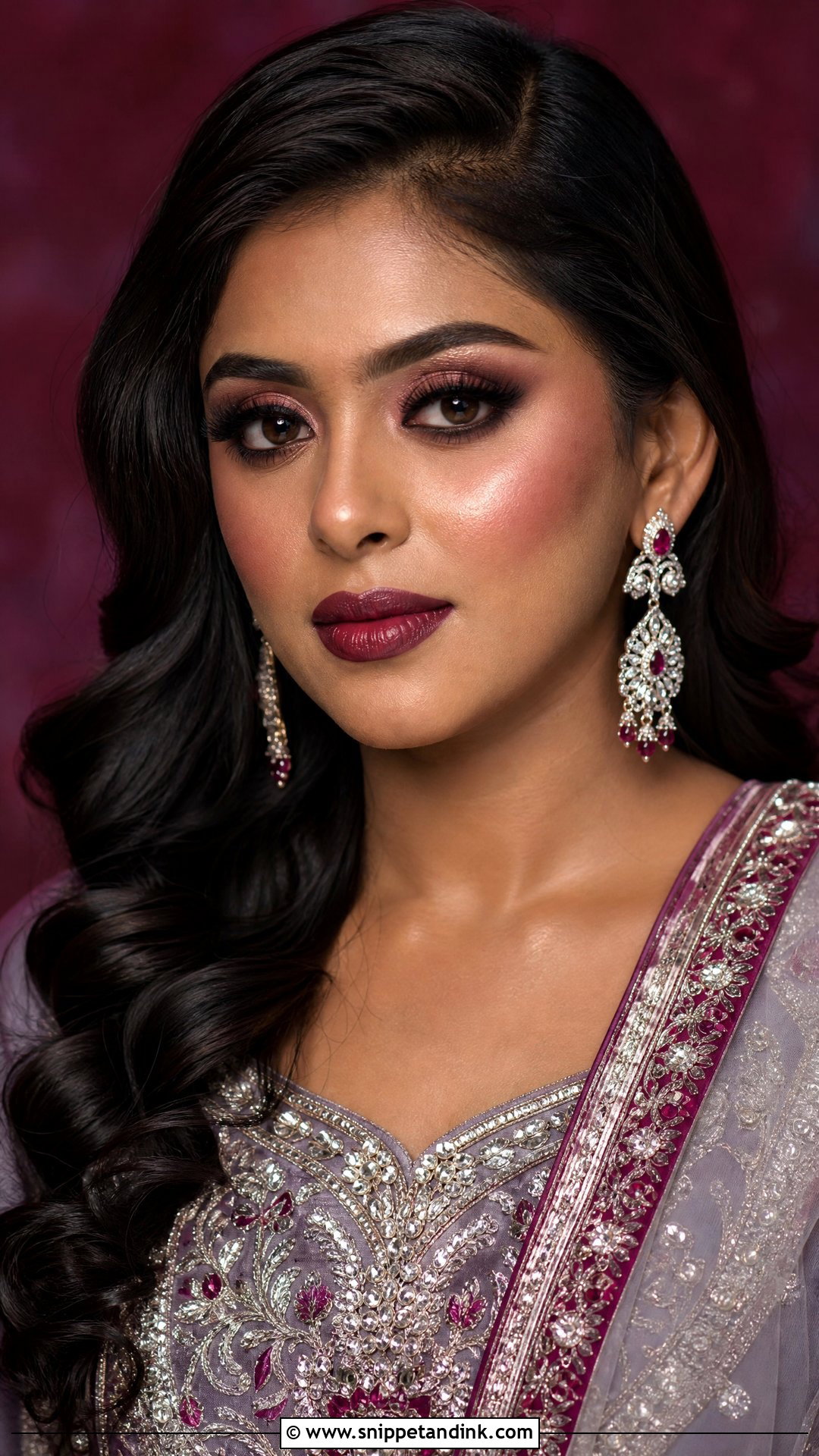 Berry Lip Walima Makeup - Snippet and Ink - 20 Pakistani Bridal Walima Makeup Look Ideas